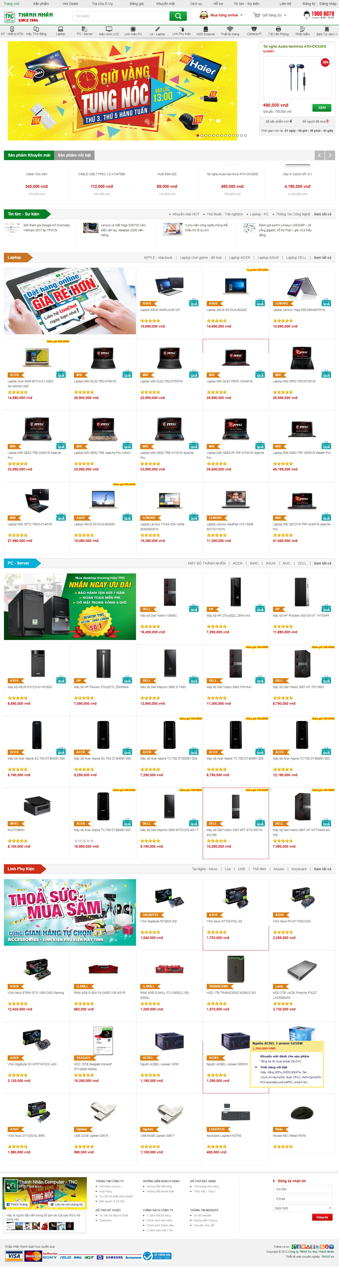 Thiết Kế Web Bán Máy Tính Laptop Thành Nhân đẹp SEO nhanh hiệu quả