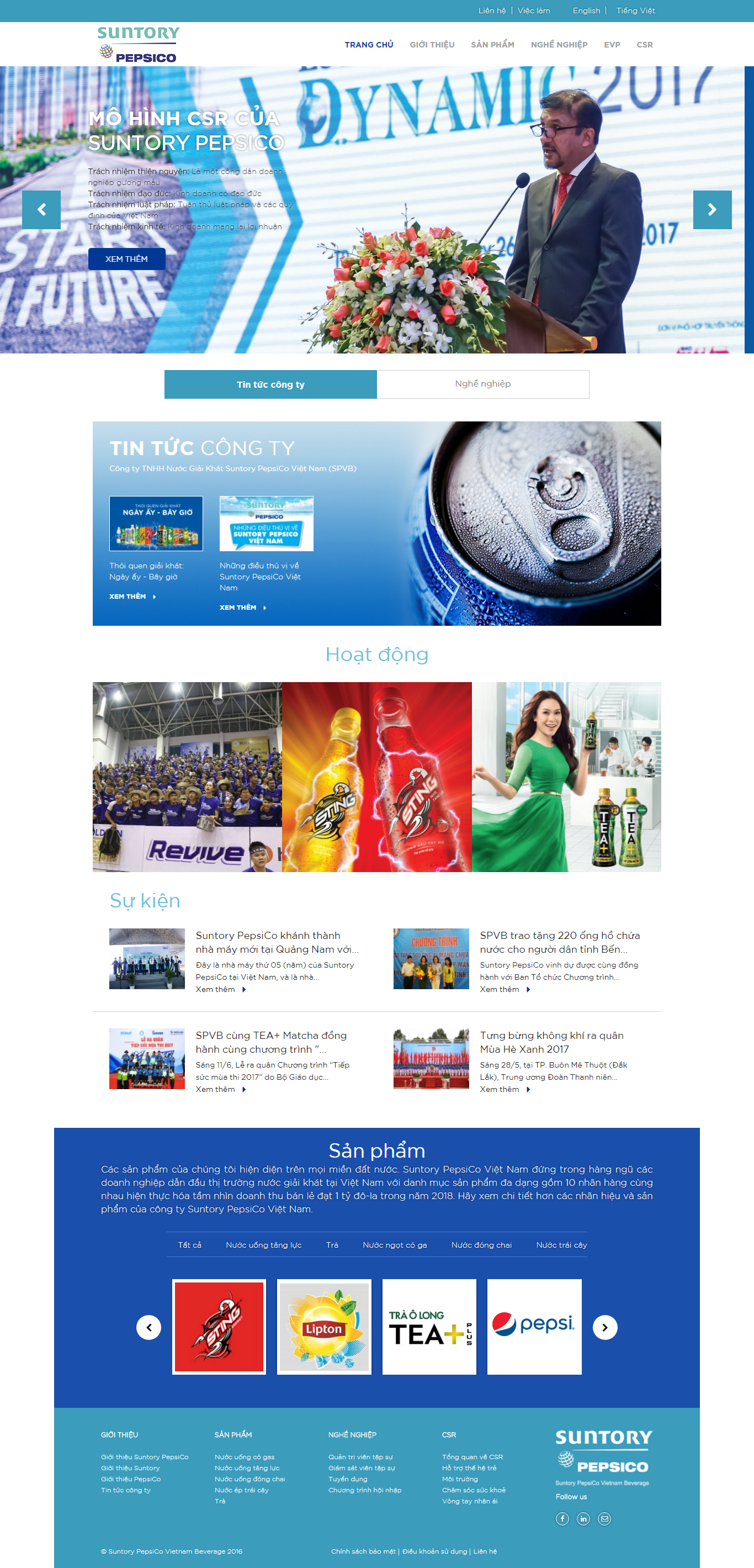 Thiết Kế Web Bia Nước Giải Khát Suntory Pepsico đẹp SEO tốt