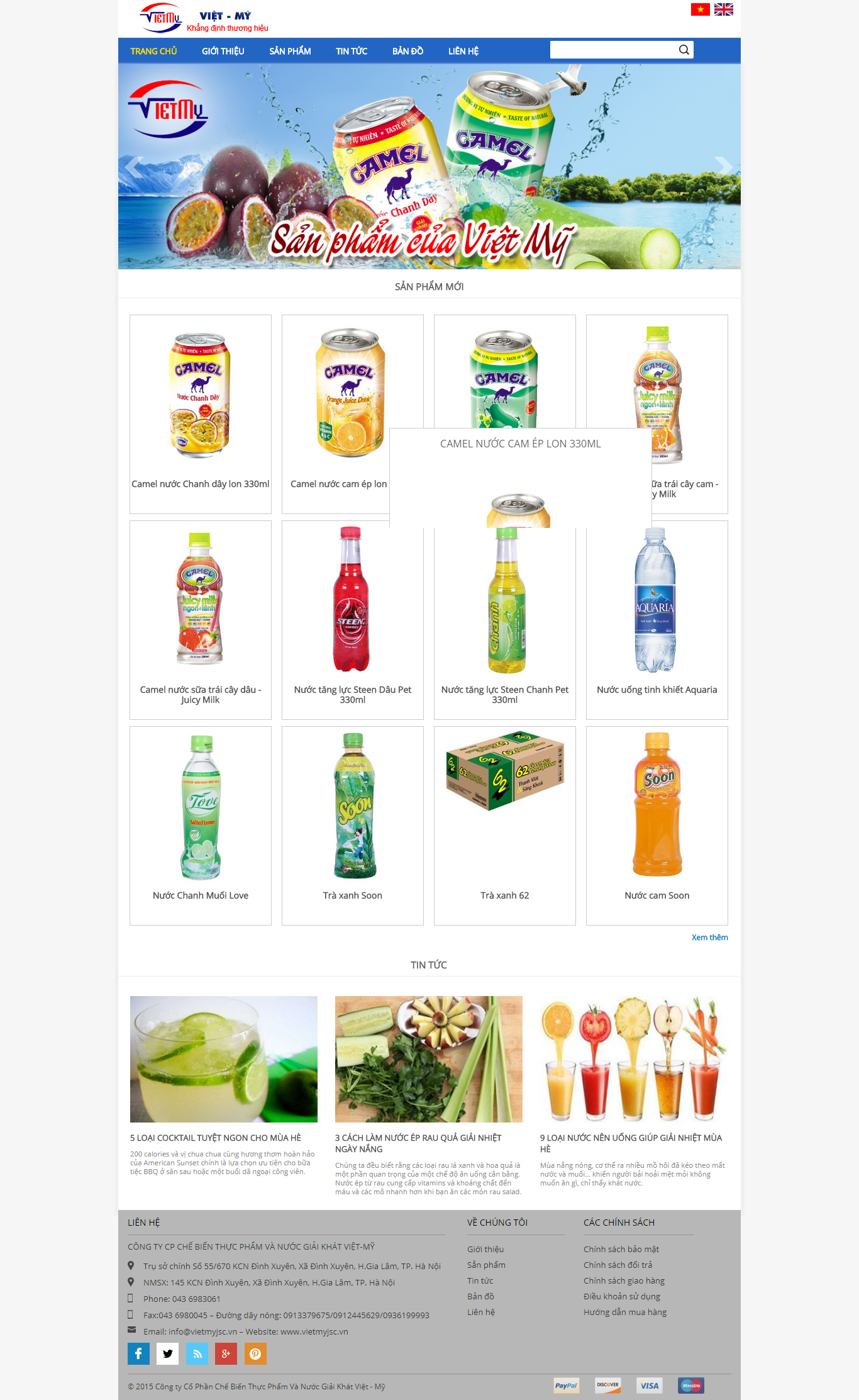 Thiết Kế Web Bia Nước Giải Khát Việt Mỹ JSC đẹp SEO tốt