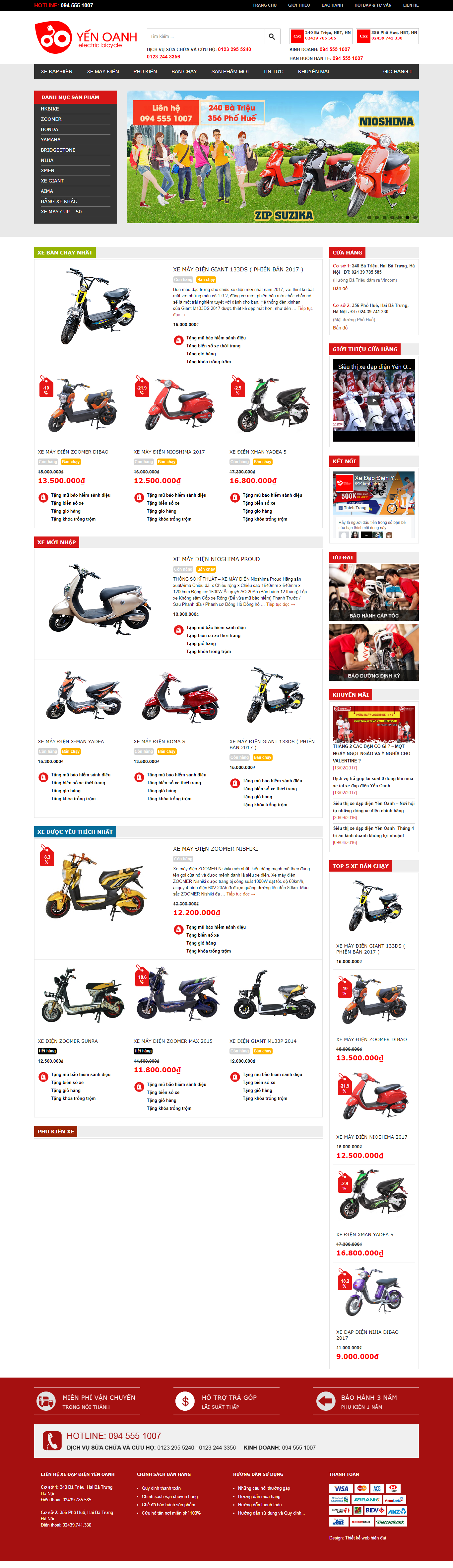 Thiết Kế Web Xe Điện Yến Oanh đẹp, chuyên nghiệp chuẩn SEO
