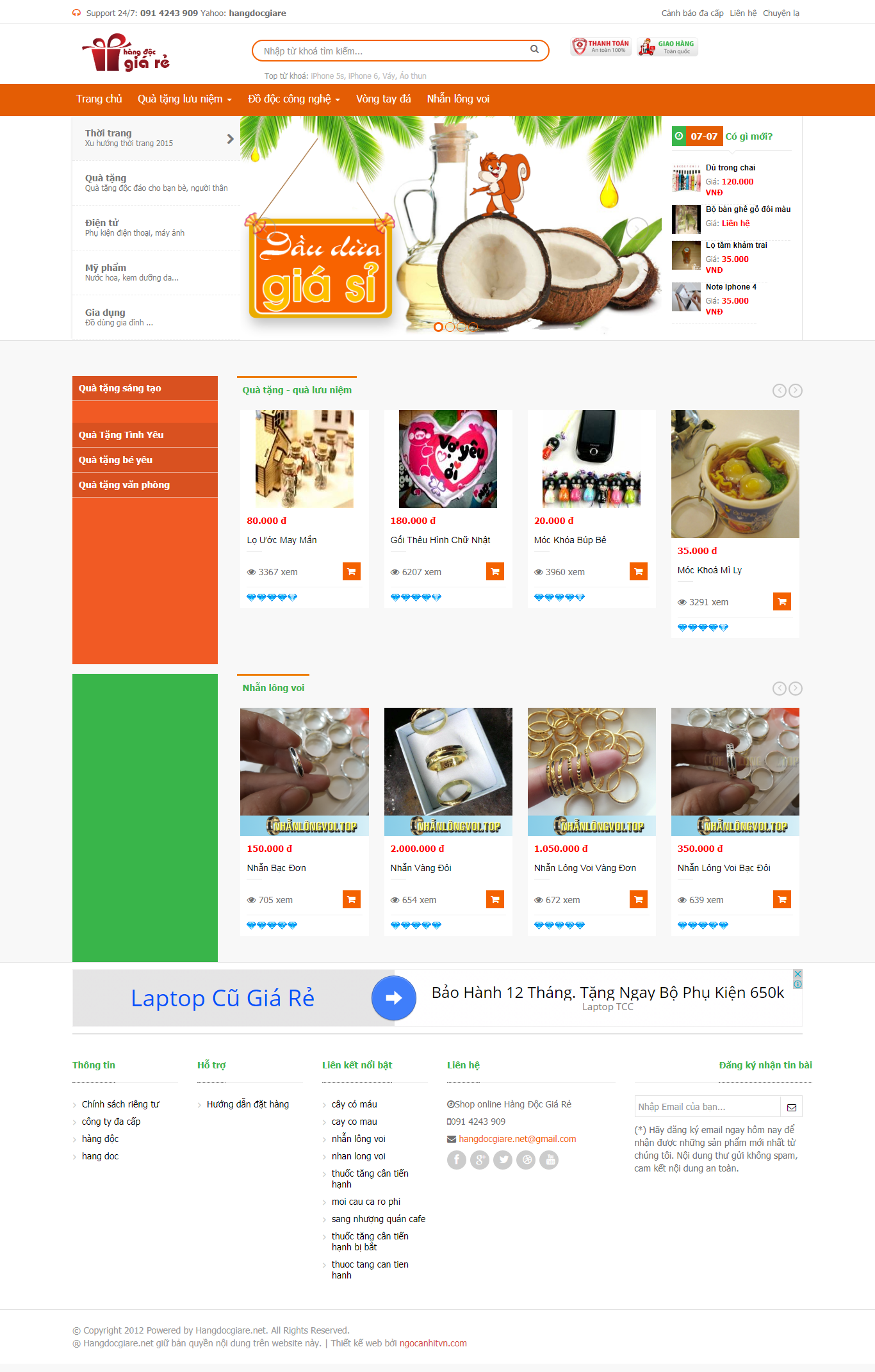 Thiết Kế Web Vật Phẩm Quà Tặng Hàng Độc Giá Rẻ
