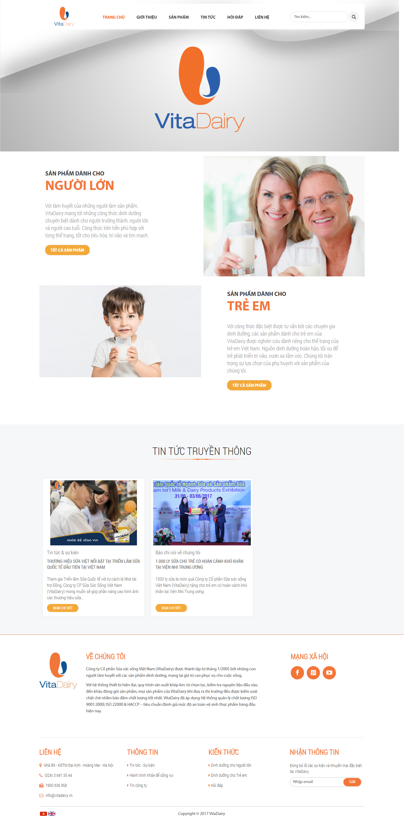 Thiết Kế Web Bán Sữa Vitadary đẹp, chuyên nghiệp chuẩn SEO