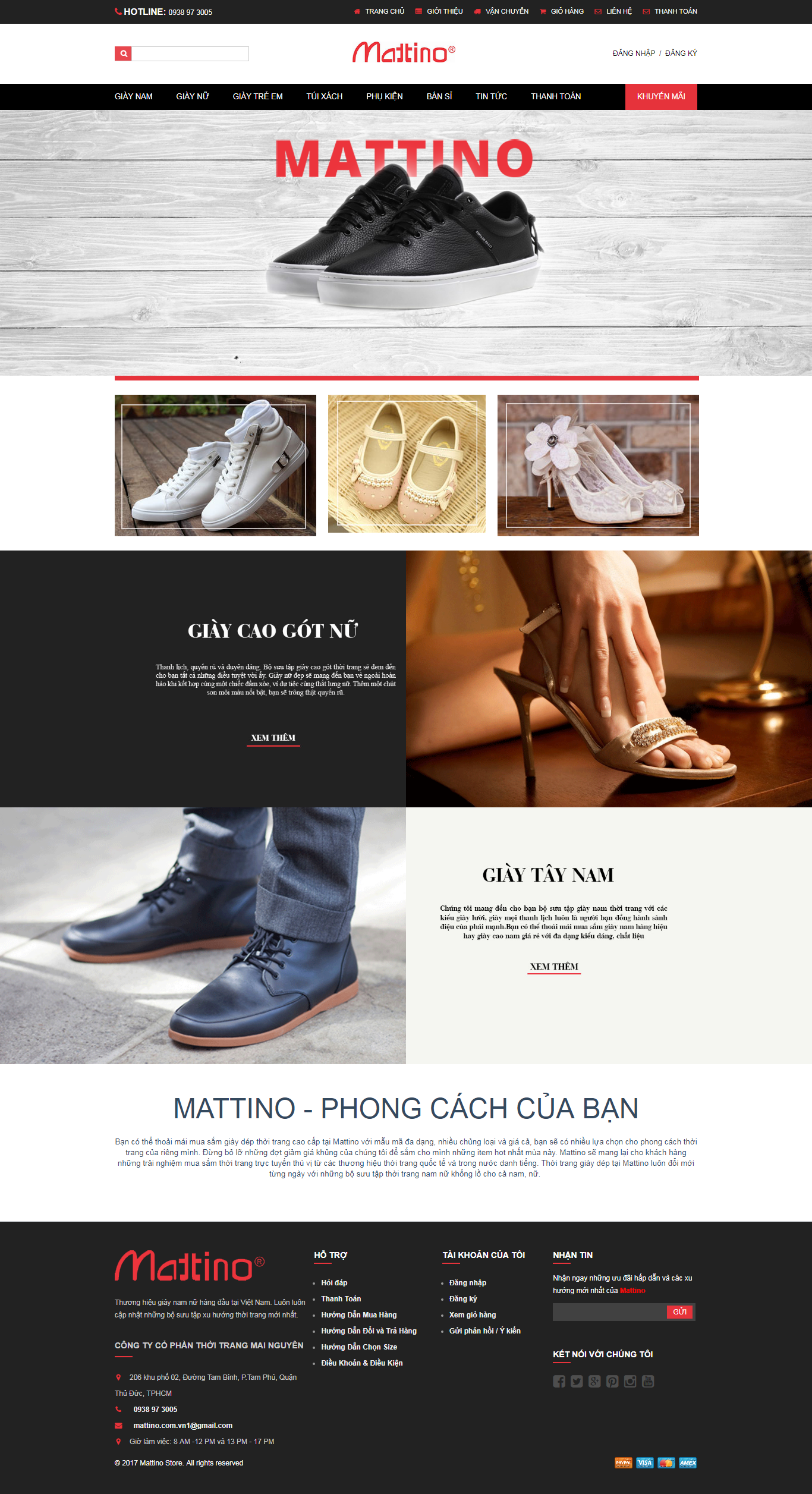 Thiết Kế Web Bán Giày Dép Mattino đẹp, chuyên nghiệp chuẩn SEO