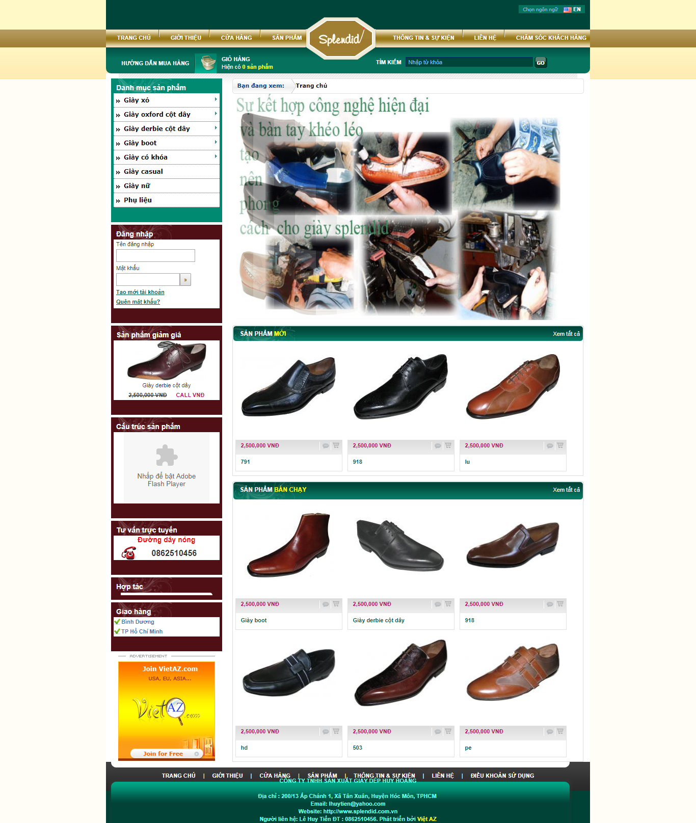 Thiết Kế Web Bán Giày Dép Splendid đẹp, chuyên nghiệp chuẩn SEO