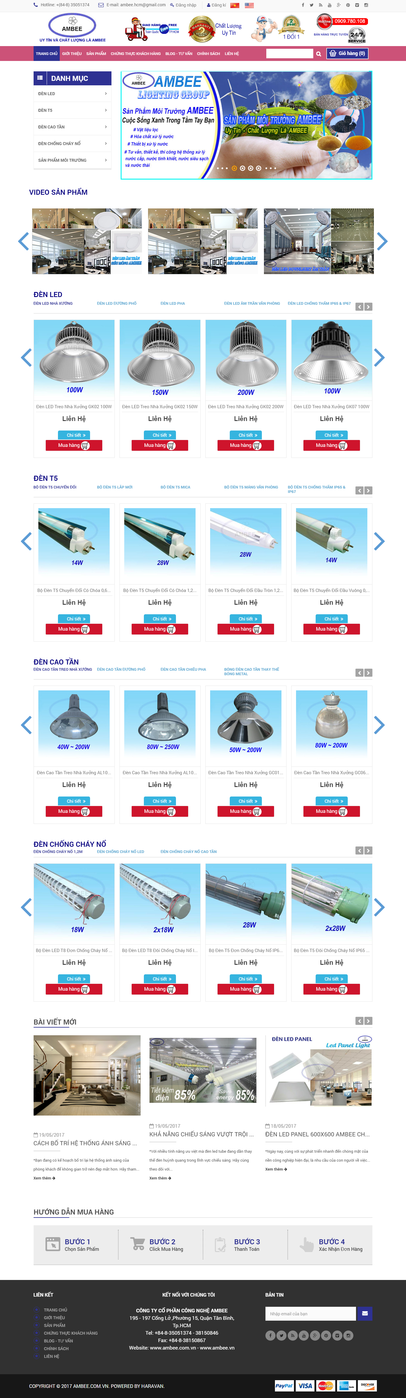 Thiết Kế Web Bán Bóng Đèn Led AMBEE đẹp, chuyên nghiệp chuẩn SEO
