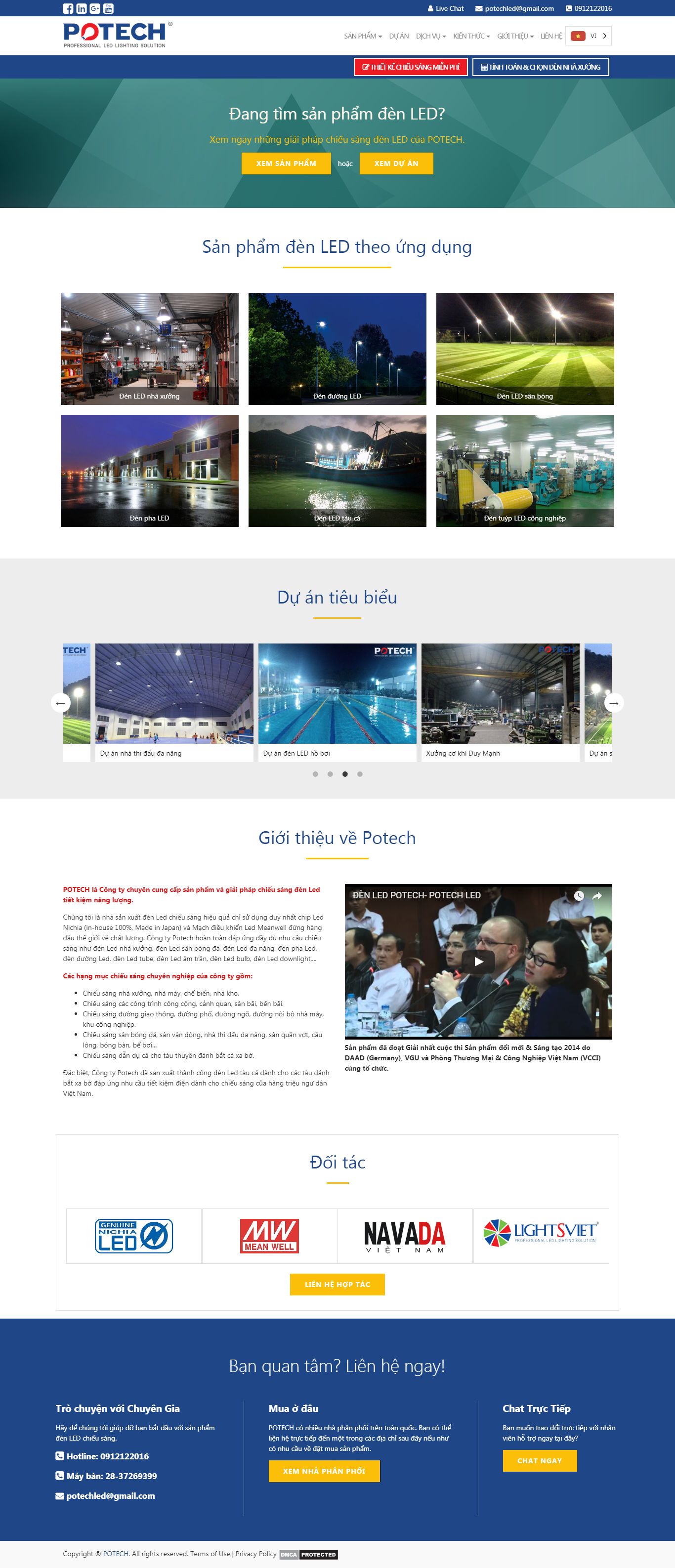 Thiết Kế Web Bán Bóng Đèn Led Potech đẹp, chuyên nghiệp chuẩn SEO