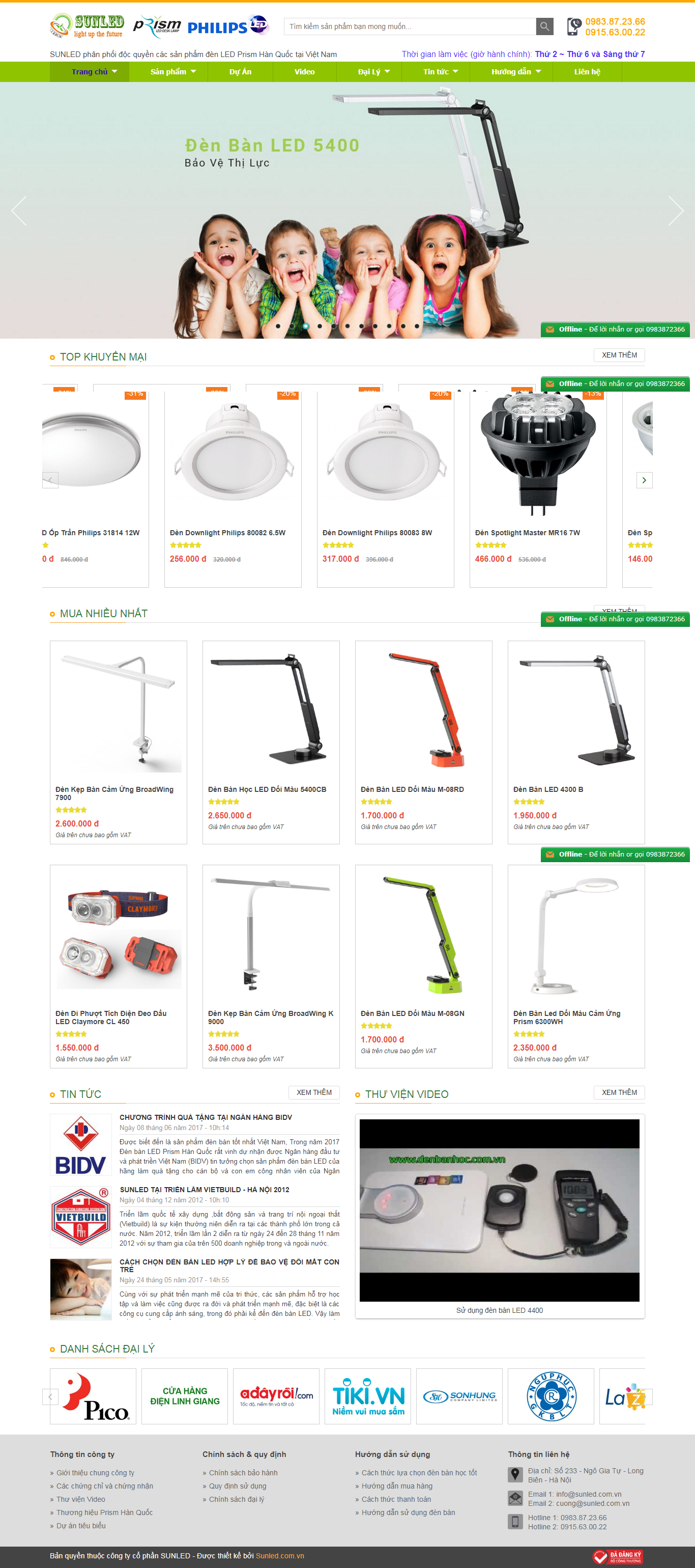 Thiết Kế Web Bán Bóng Đèn Led SunLed đẹp, chuyên nghiệp chuẩn SEO