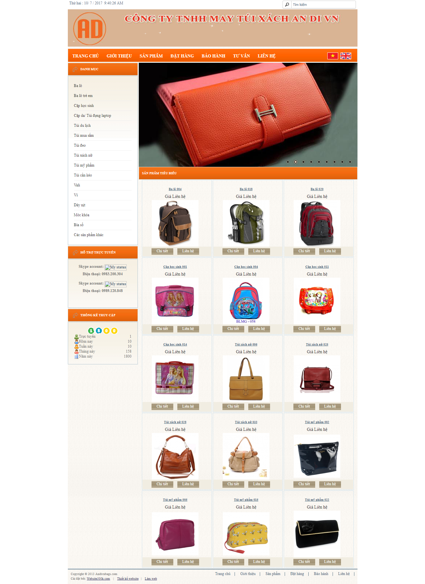 Thiết Kế Web Bán Balo Túi Xách An Di đẹp, chuyên nghiệp chuẩn SEO