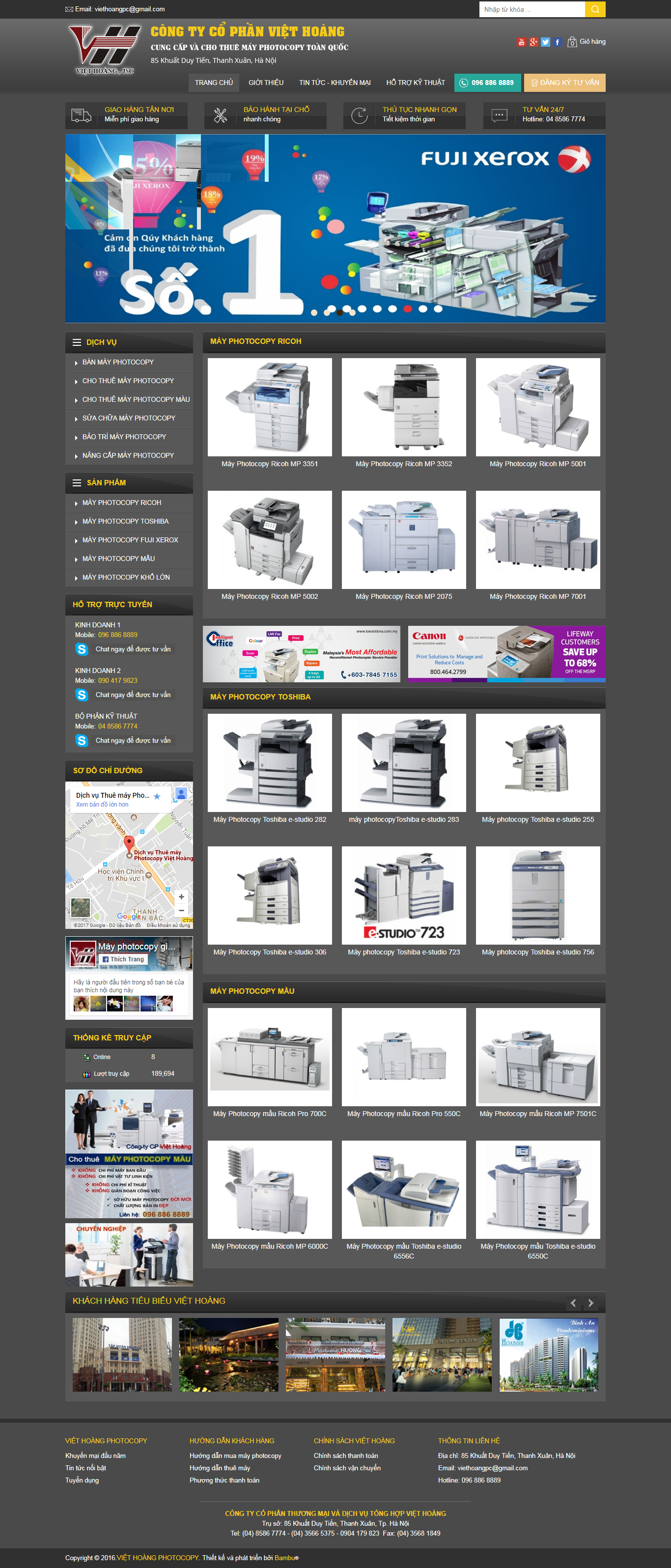 Thiết Kế Web Bán Máy In Máy PhoToCopy Việt Hoàng đẹp SEO tốt
