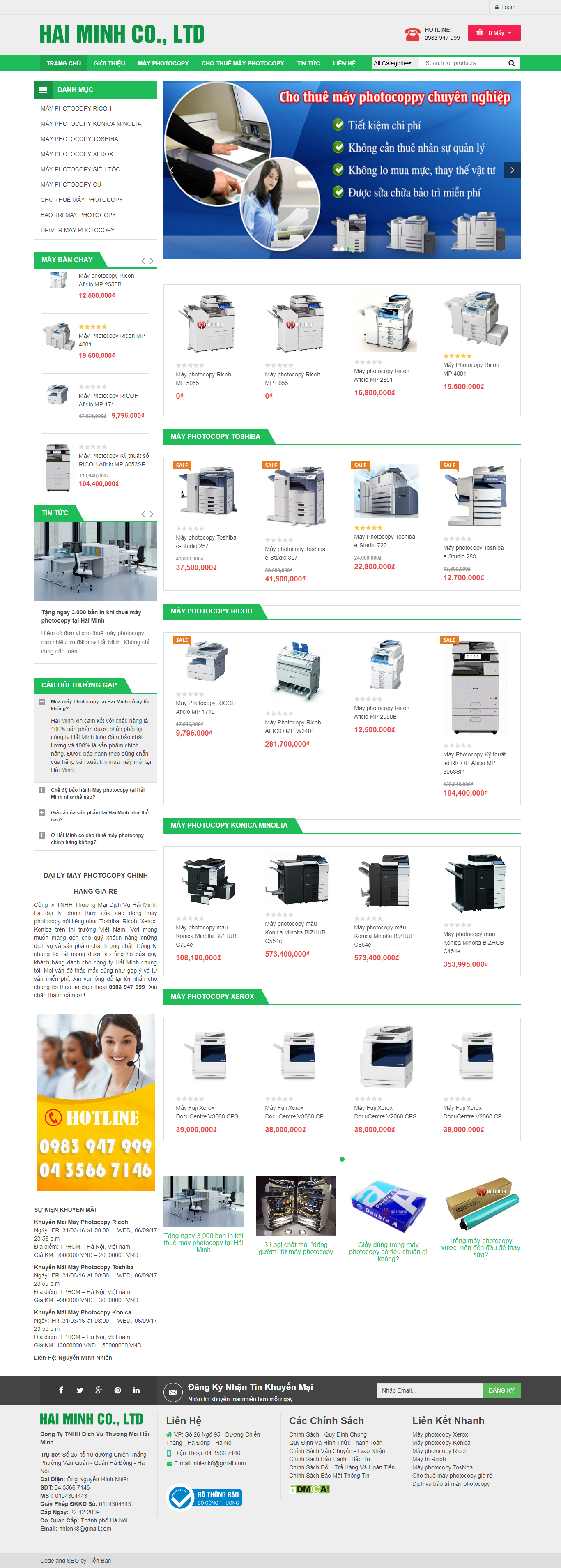 Thiết Kế Web Bán Máy In Máy PhoToCopy Hải Minh đẹp SEO tốt