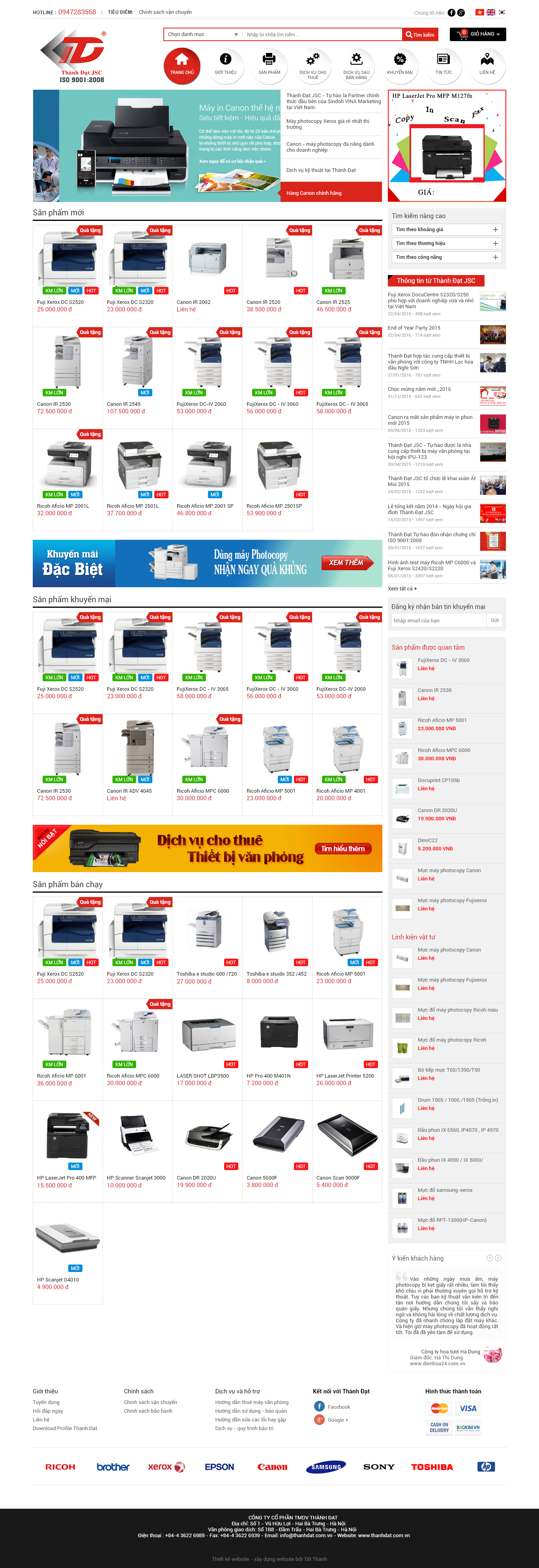 Thiết Kế Web Bán Máy In Máy PhoToCopy Thành Đạt đẹp SEO tốt