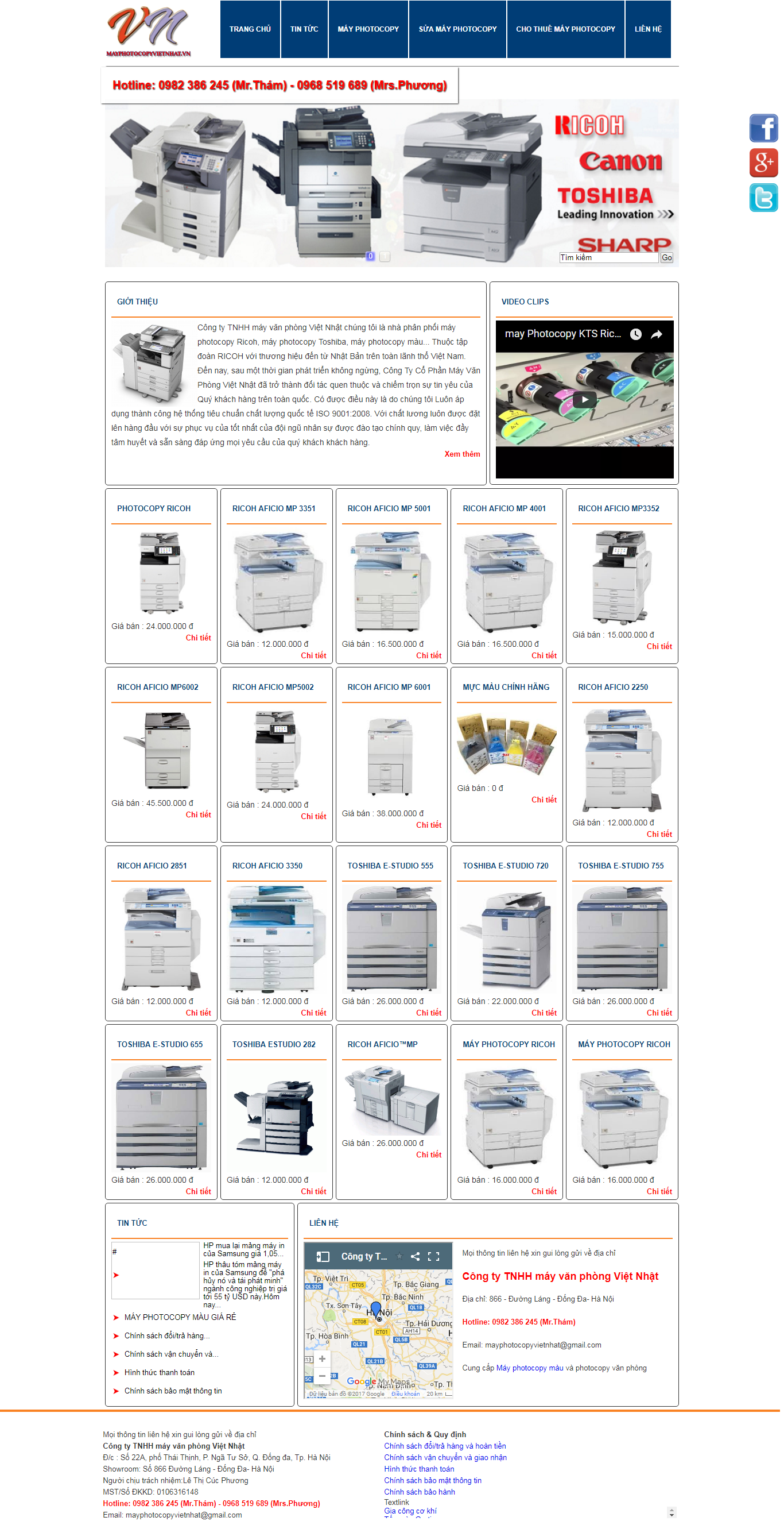Thiết Kế Web Bán Máy In Máy PhoToCopy Việt Nhật đẹp SEO tốt