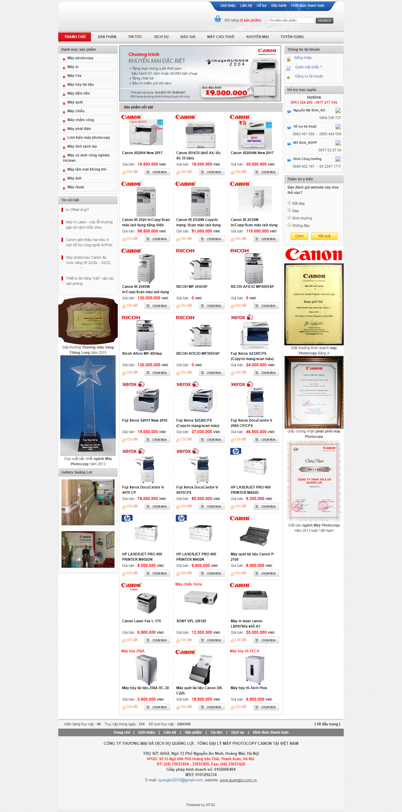 Thiết Kế Web Bán Máy In Máy PhoToCopy Quang Lợi đẹp SEO tốt