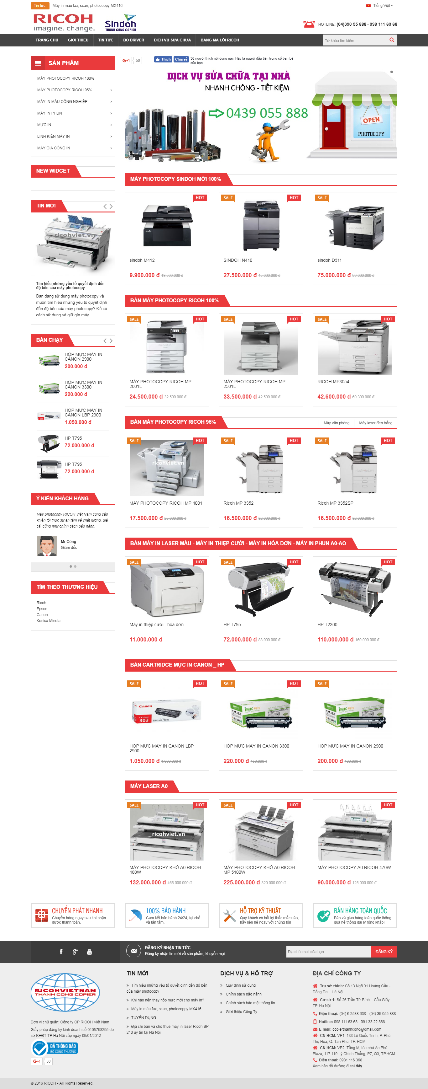 Thiết Kế Web Bán Máy In Máy PhoToCopy Ricoh đẹp SEO nhanh hiệu quả