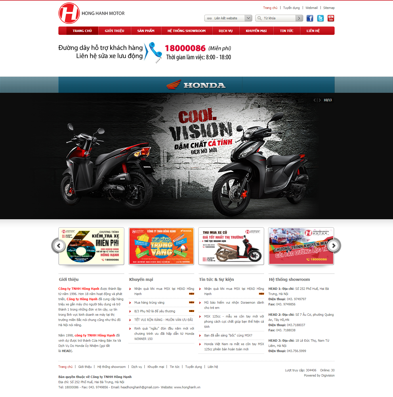 Thiết Kế Web Bán Xe Máy Hồng Hạnh đẹp, chuyên nghiệp chuẩn SEO