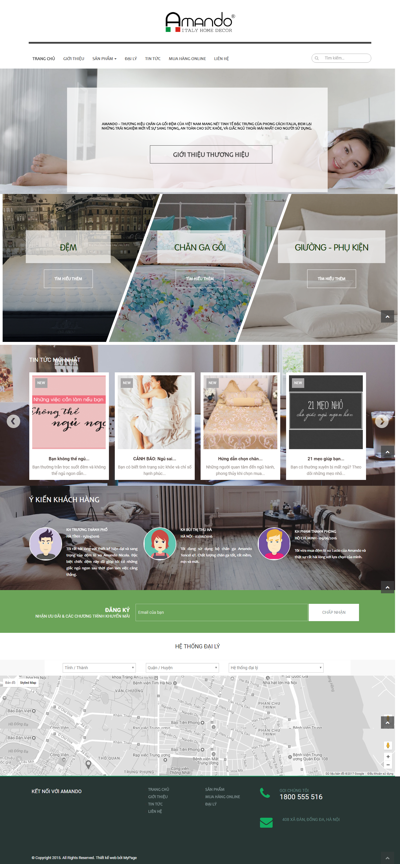 Thiết Kế Web Chăn Ga Gối Đệm Amanado đẹp, chuyên nghiệp chuẩn SEO