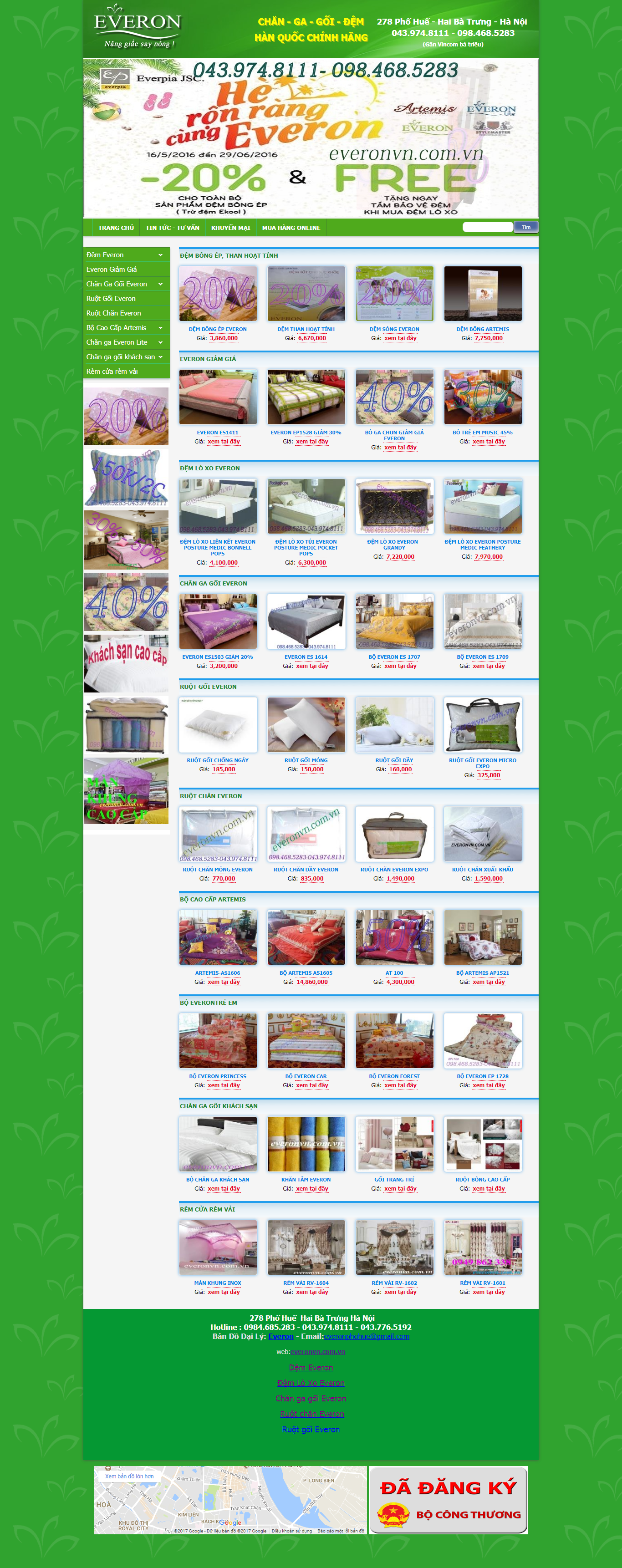 Thiết Kế Web Bán Chăn Ga Gối Đệm Everon đẹp SEO nhanh hiệu quả