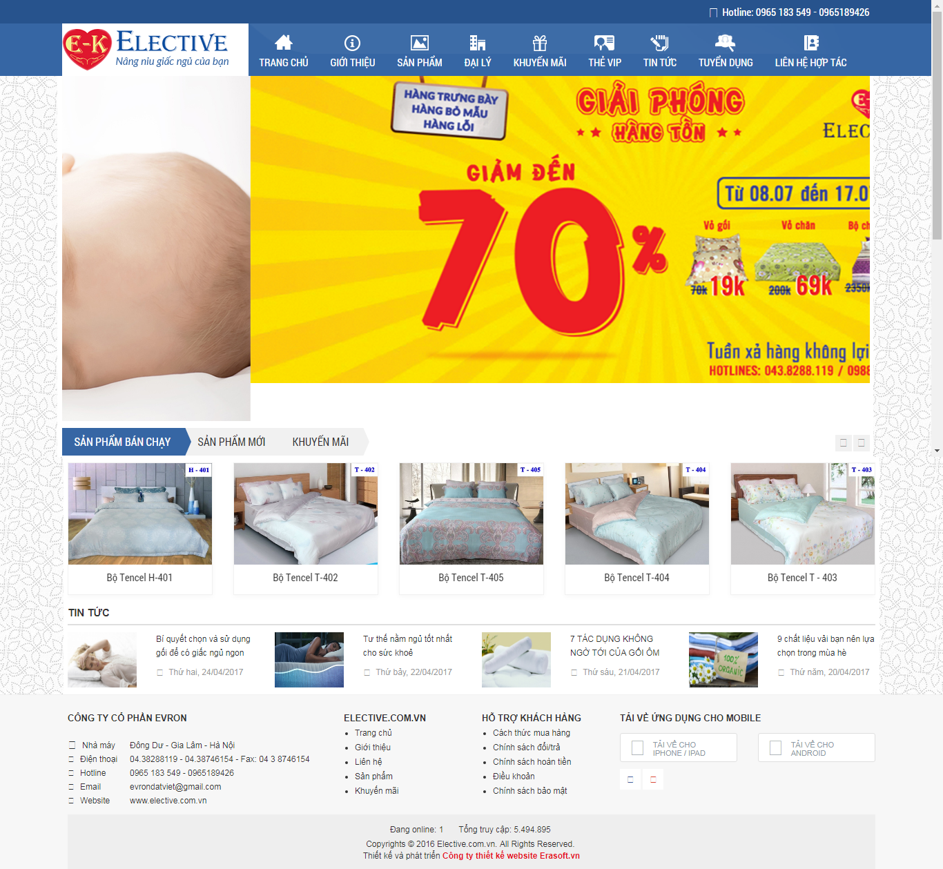 Thiết Kế Web Bán Chăn Ga Gối Đệm Elective đẹp SEO nhanh hiệu quả