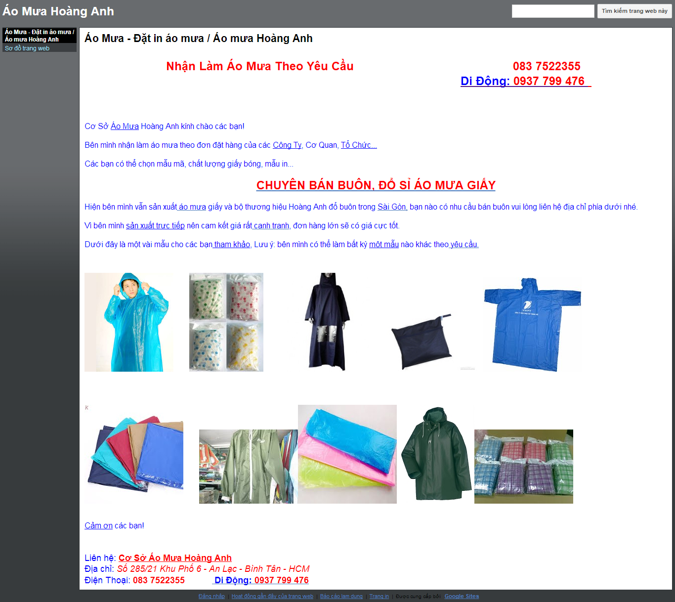 Thiết kế website bán áo mưa Hoàng Anh đẹp, chuyên nghiệp chuẩn SEO