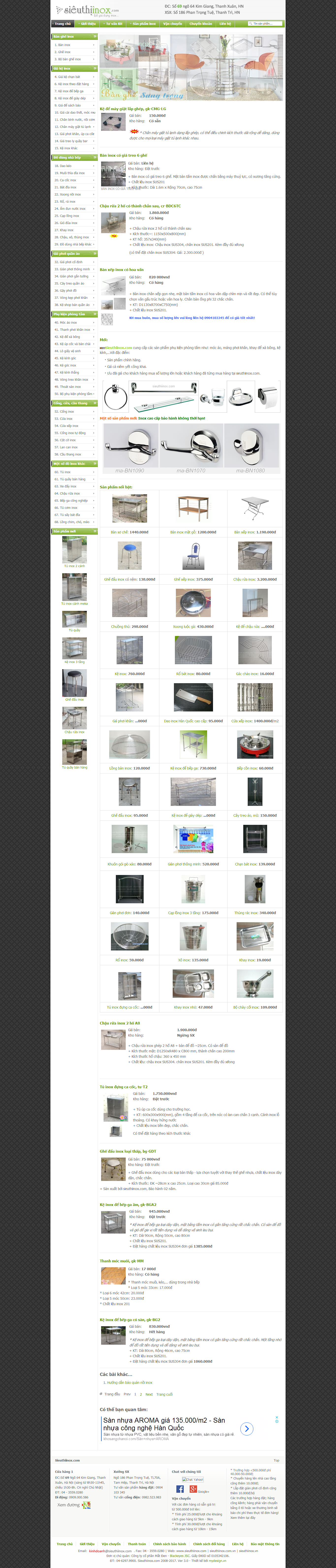 Thiết kế website đồ dùng Inox Sieuthiinox.com đẹp SEO nhanh hiệu quả
