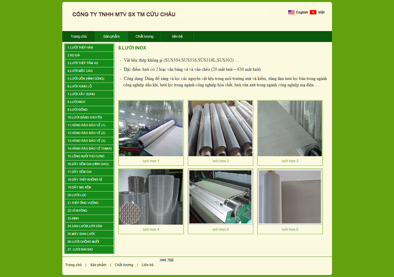 Thiết kế website đồ dùng Inox Cửu Châu đẹp, chuyên nghiệp chuẩn SEO