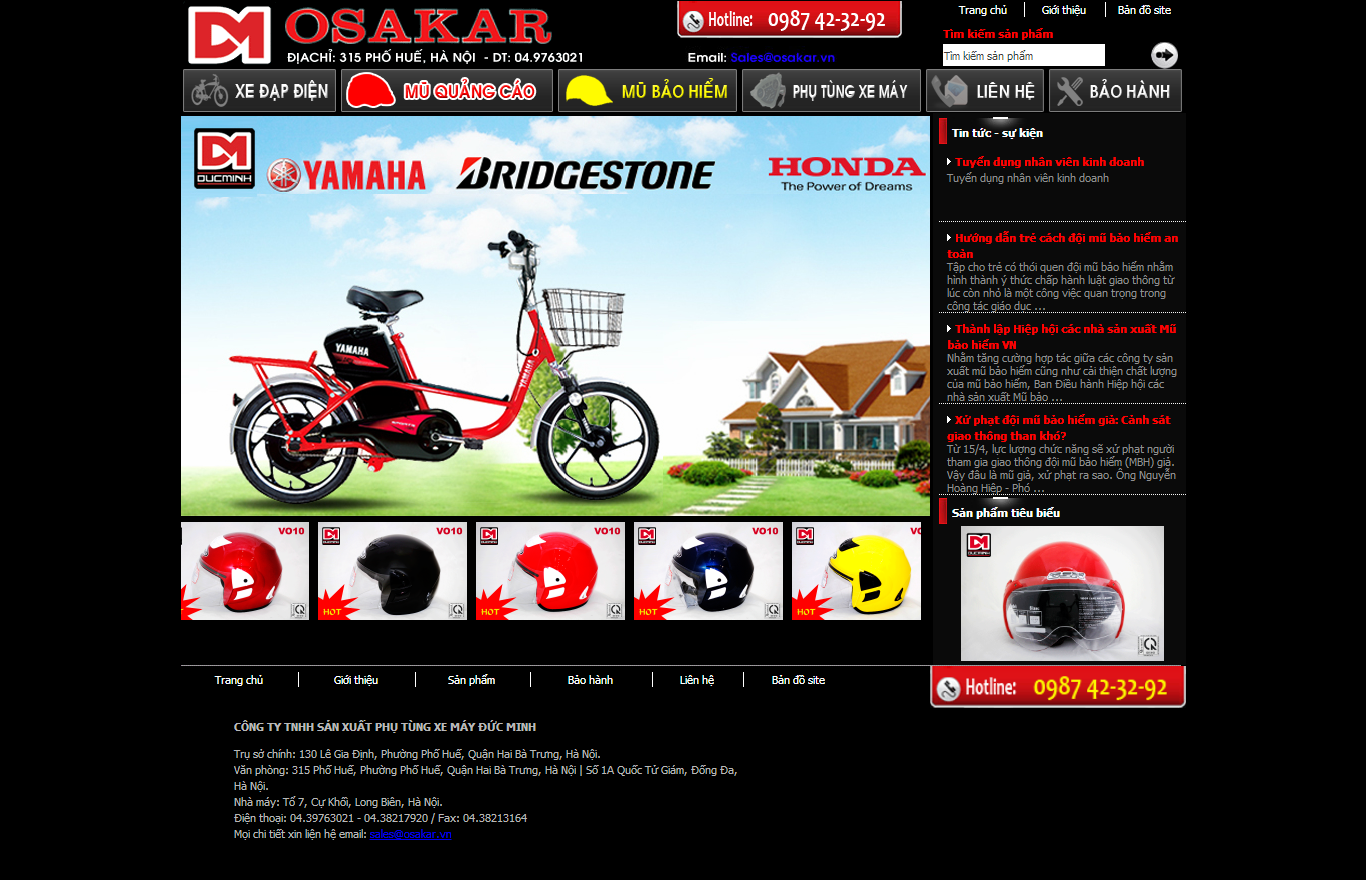 Thiết kế website mũ bảo hiểm OSAKAR đẹp, chuyên nghiệp chuẩn SEO