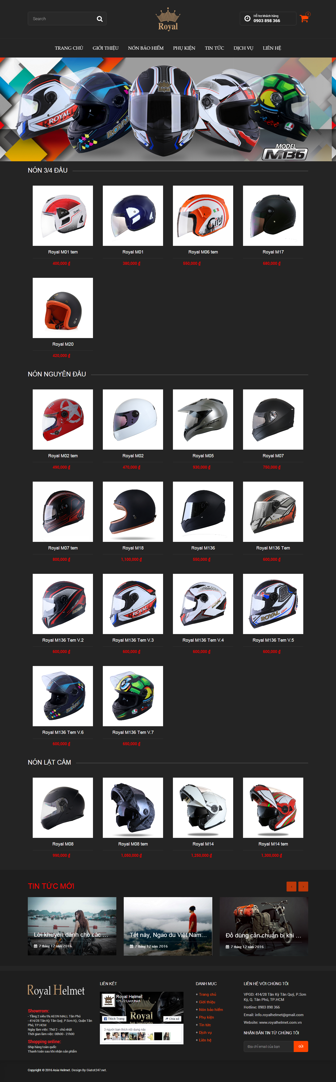 Thiết kế website mũ bảo hiểm Royal Helmet đẹp SEO nhanh hiệu quả