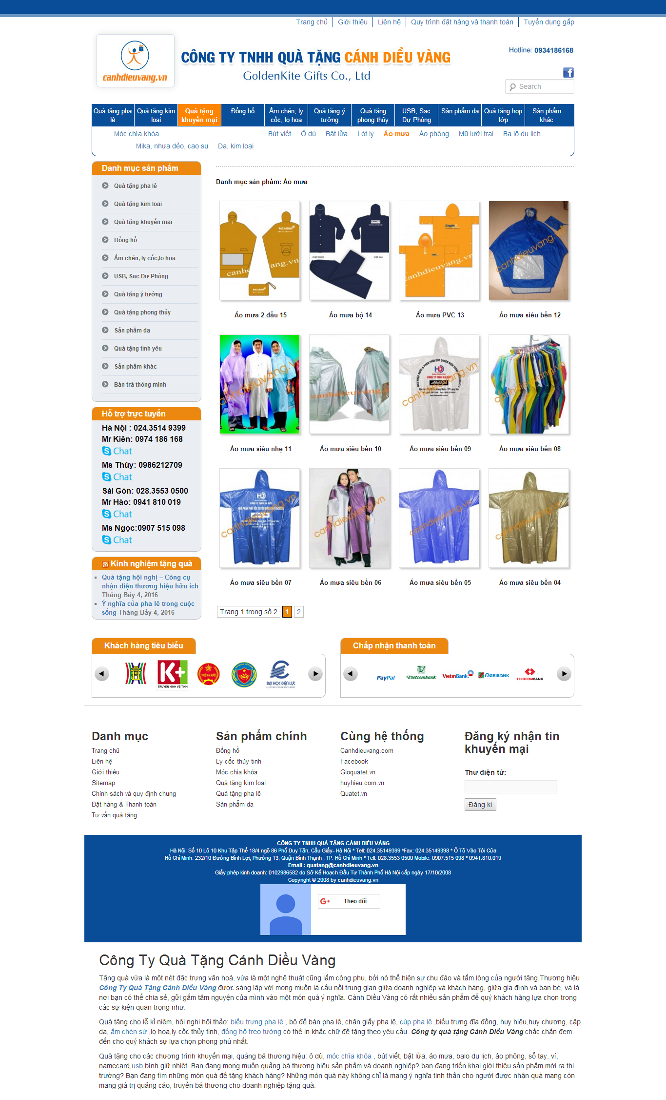 Thiết kế website bán áo mưa Cánh Diều Vàng đẹp SEO nhanh hiệu quả
