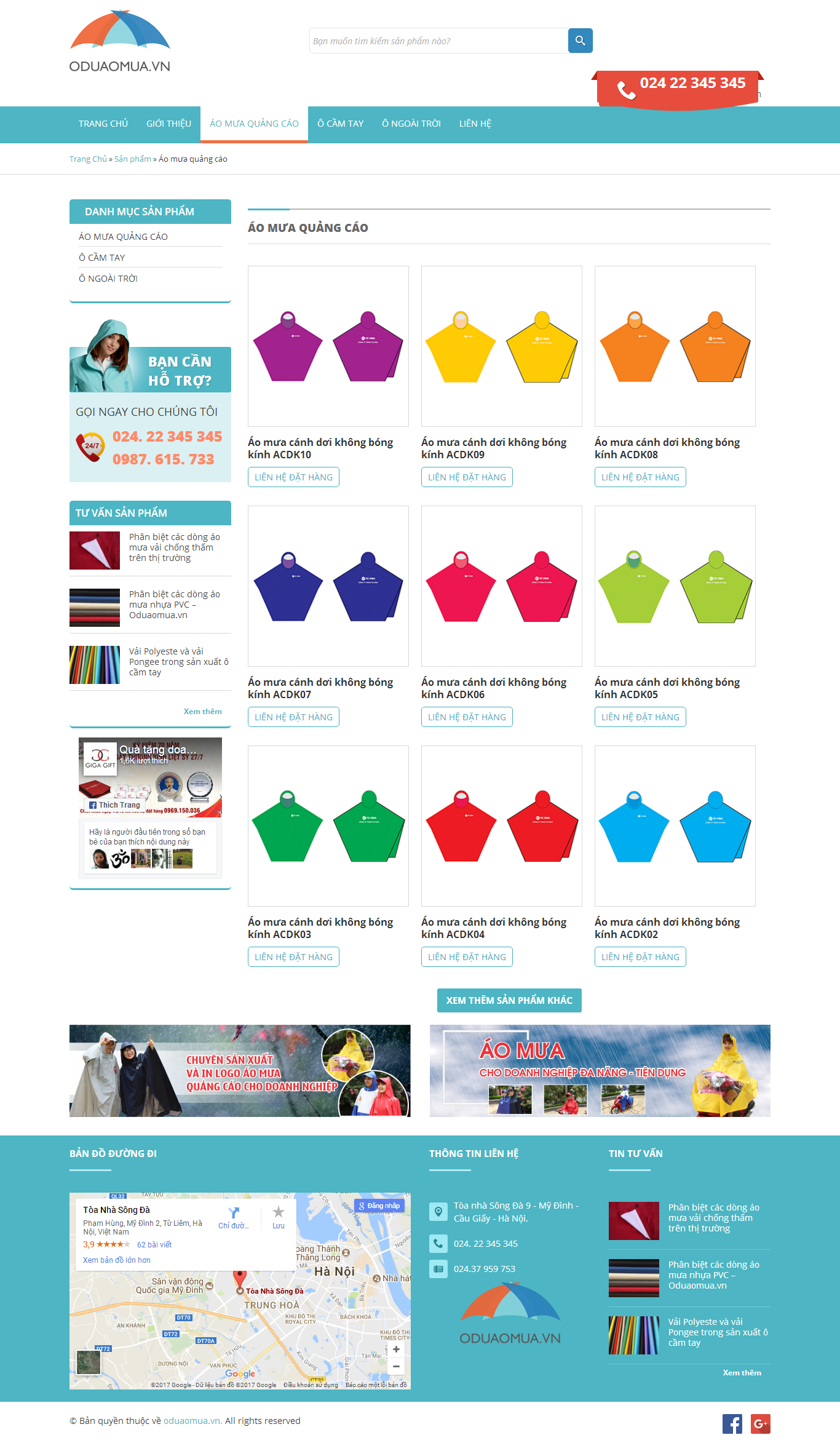 Thiết kế website bán áo mưa ODUAOMUA.VN đẹp, chuyên nghiệp chuẩn SEO