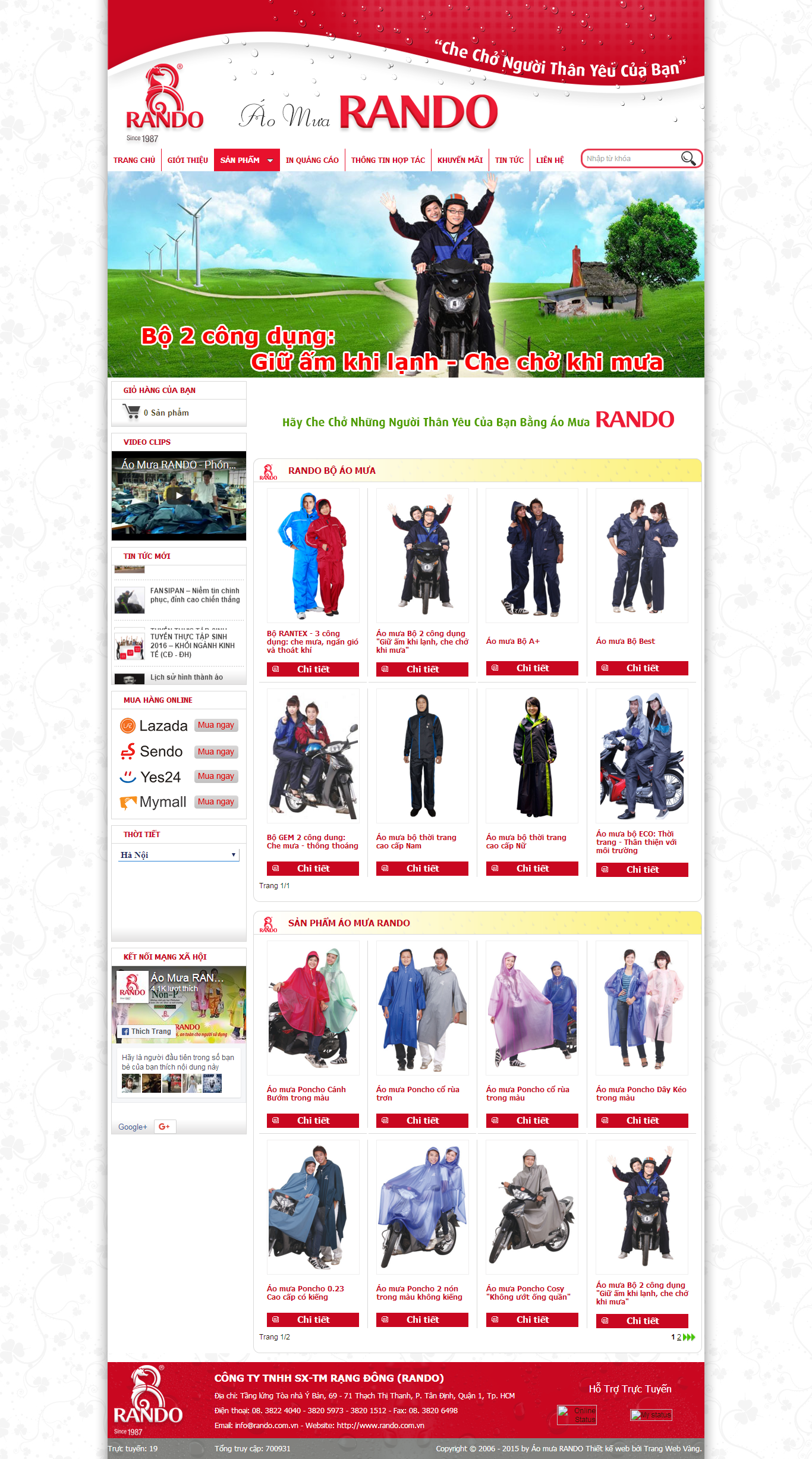 Thiết kế website bán áo mưa Rando đẹp, chuyên nghiệp chuẩn SEO