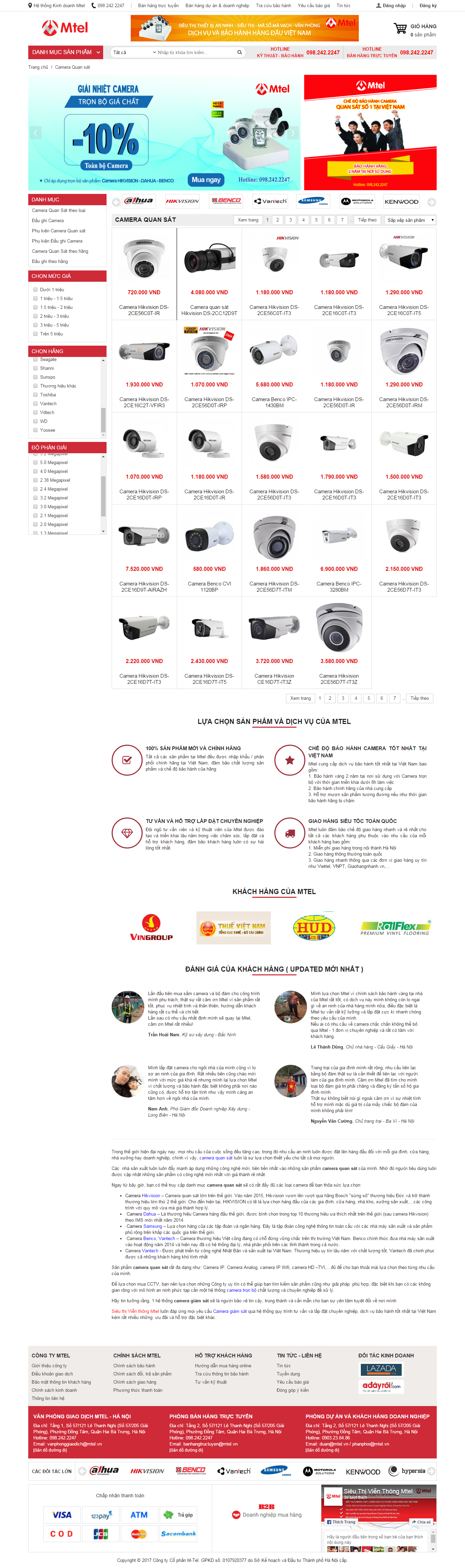Thiết kế website camera quan sát Mtel đẹp, chuyên nghiệp chuẩn SEO