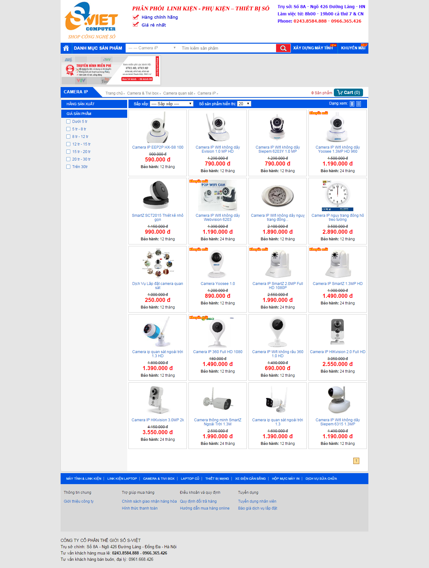 Thiết kế website camera quan sát S-Việt đẹp, chuyên nghiệp chuẩn SEO