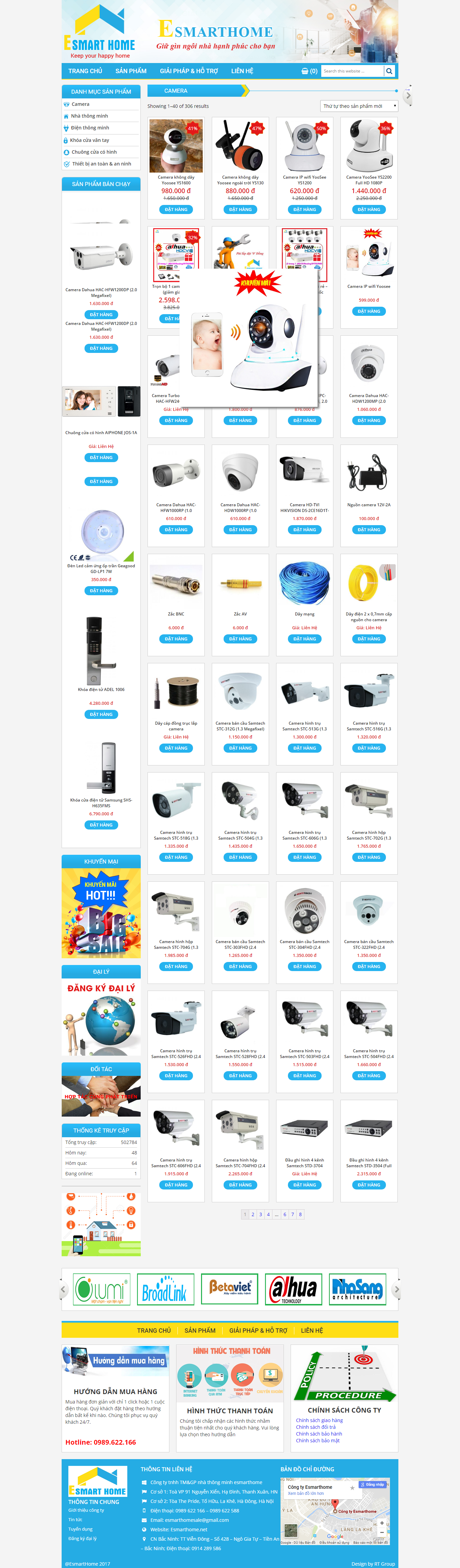 Thiết kế website camera quan sát của E - Snart Home đẹp SEO tốt