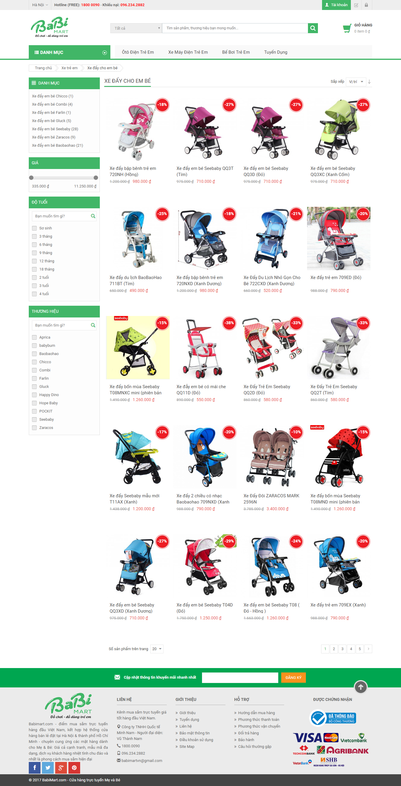 Thiết kế website xe đẩy cho bé của Bibimart đẹp SEO nhanh hiệu quả
