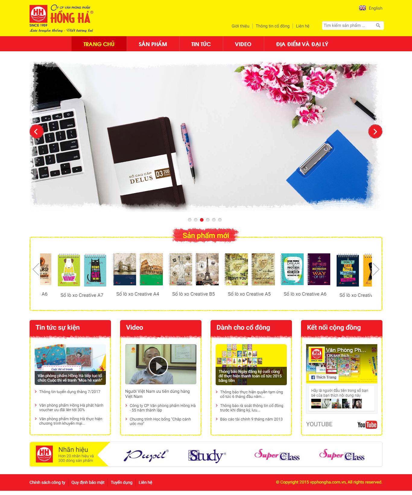 Thiết kế website văn phòng phẩm của Hồng Hà đẹp SEO tốt