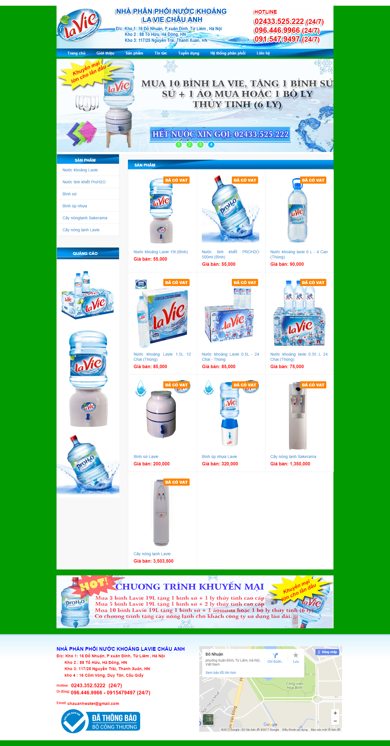 Thiết kế website mới nước giải khát, bình nóng lạnh LaVie của Công ty TNHH & DV Châu Anh