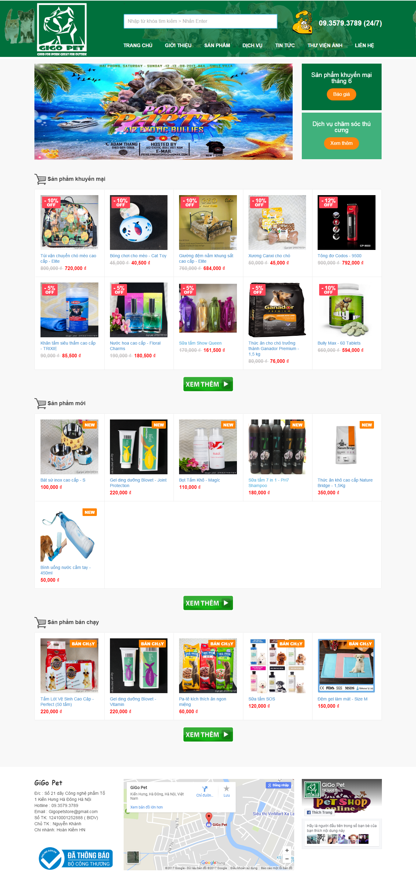Thiết kế website vật dụng, thức ăn, đồ dùng cho thú cưng, vật nuôi Gigo Pet