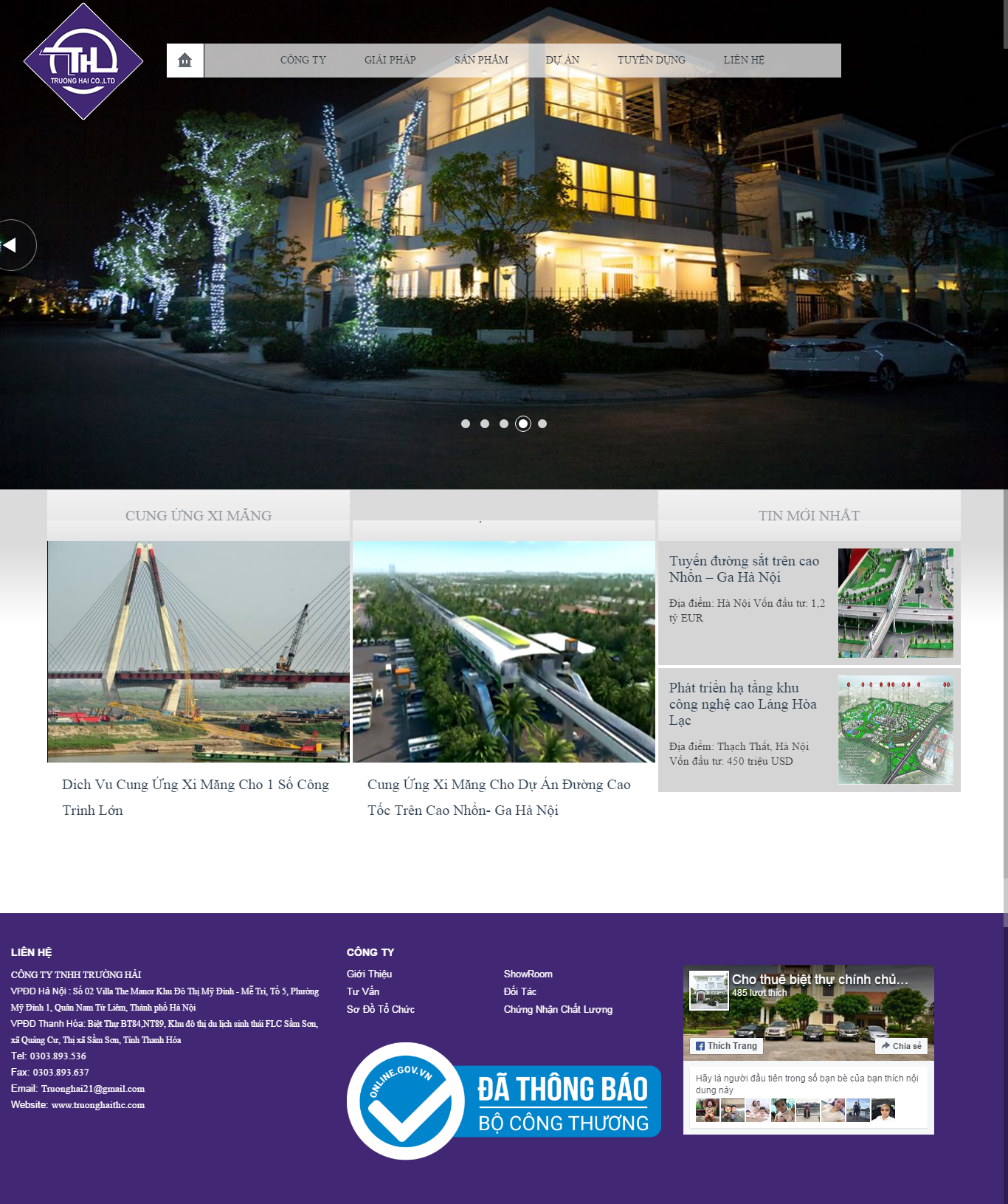 Thiết kế website vật liệu xây dựng, xi măng Trường Hải