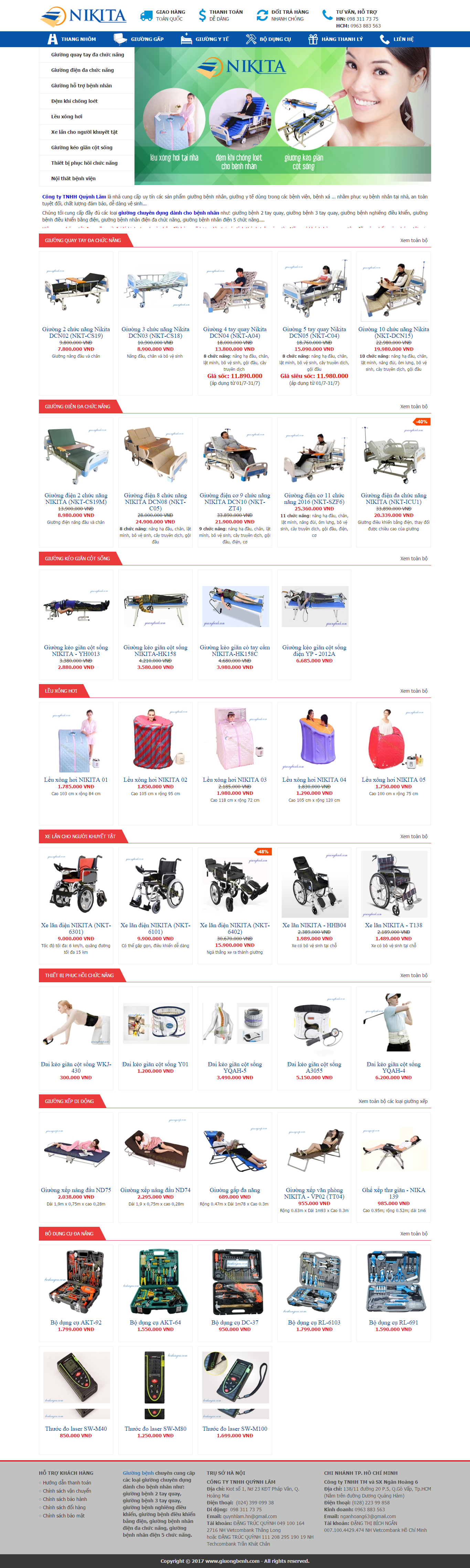 Thiết kế website thiết bị y tế - dụng cụ y tế, giường bênh nhân, giường hỗ trợ bệnh nhân