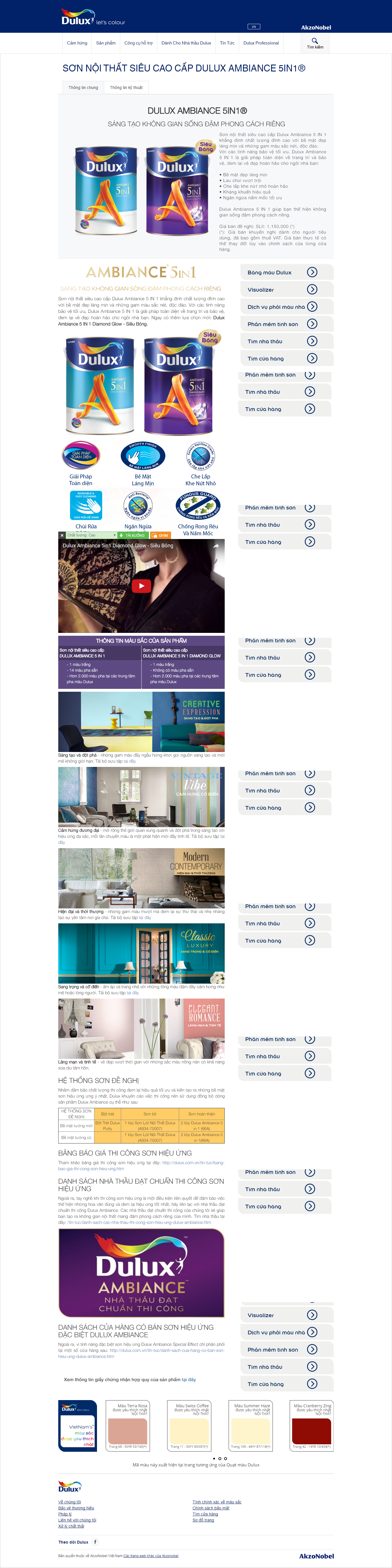 Thiết kế website các loại sơn nội thất, ngoại thất nhãn hiệu Dulux