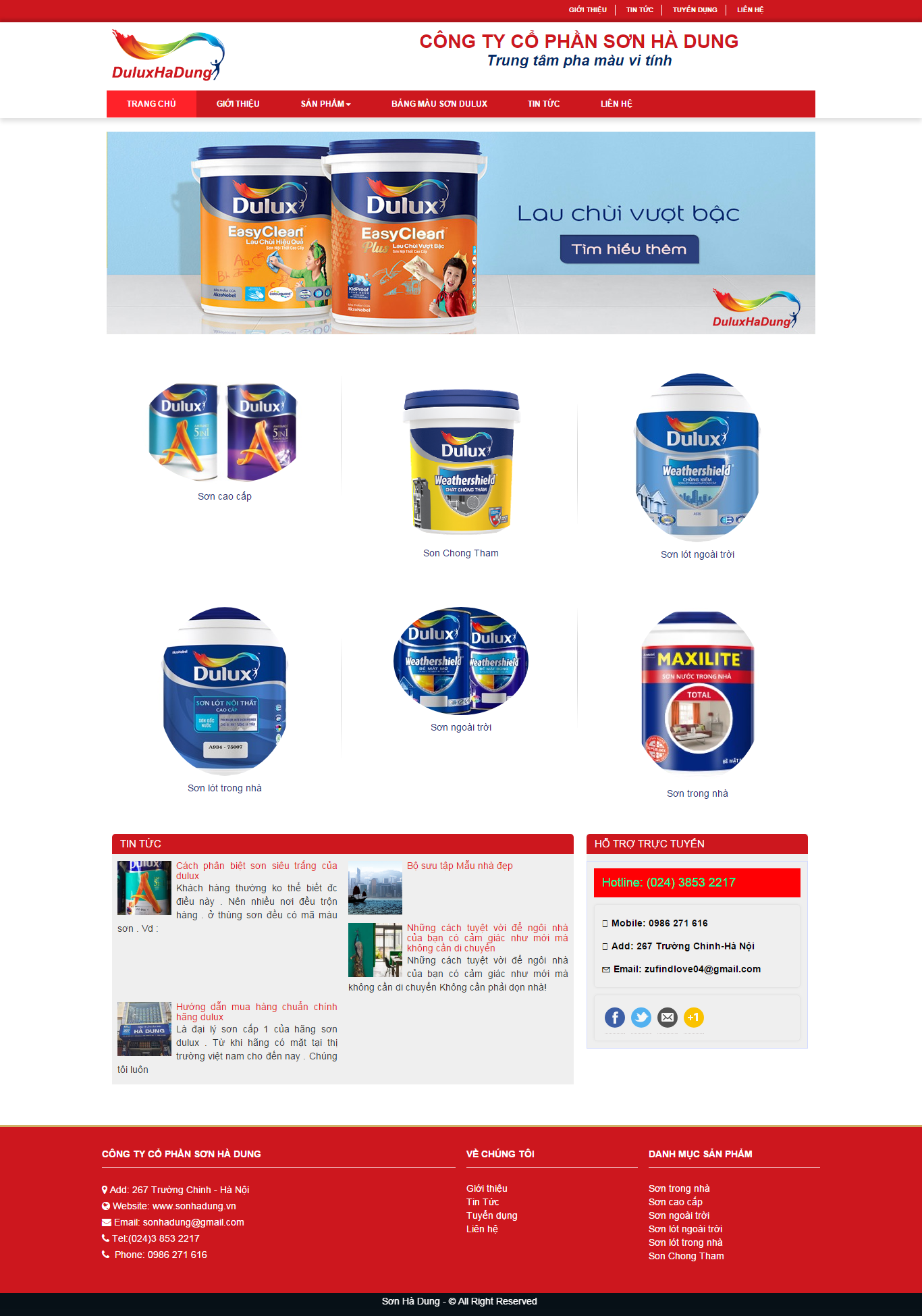 Thiết kế website các loại sơn nội thất, ngoại thất của Dulux Hà Hưng
