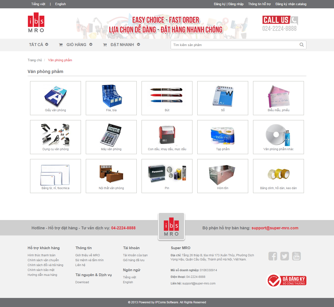Thiết kế website văn phòng phẩm của IBS Mro đẹp SEO nhanh hiệu quả