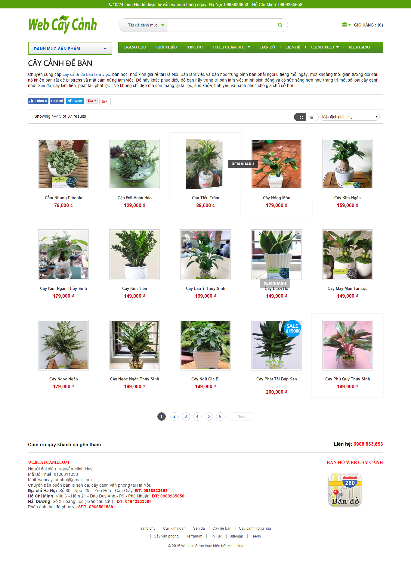 Thiết kế website cây cảnh, chậu cảnh để bàn, văn phòng