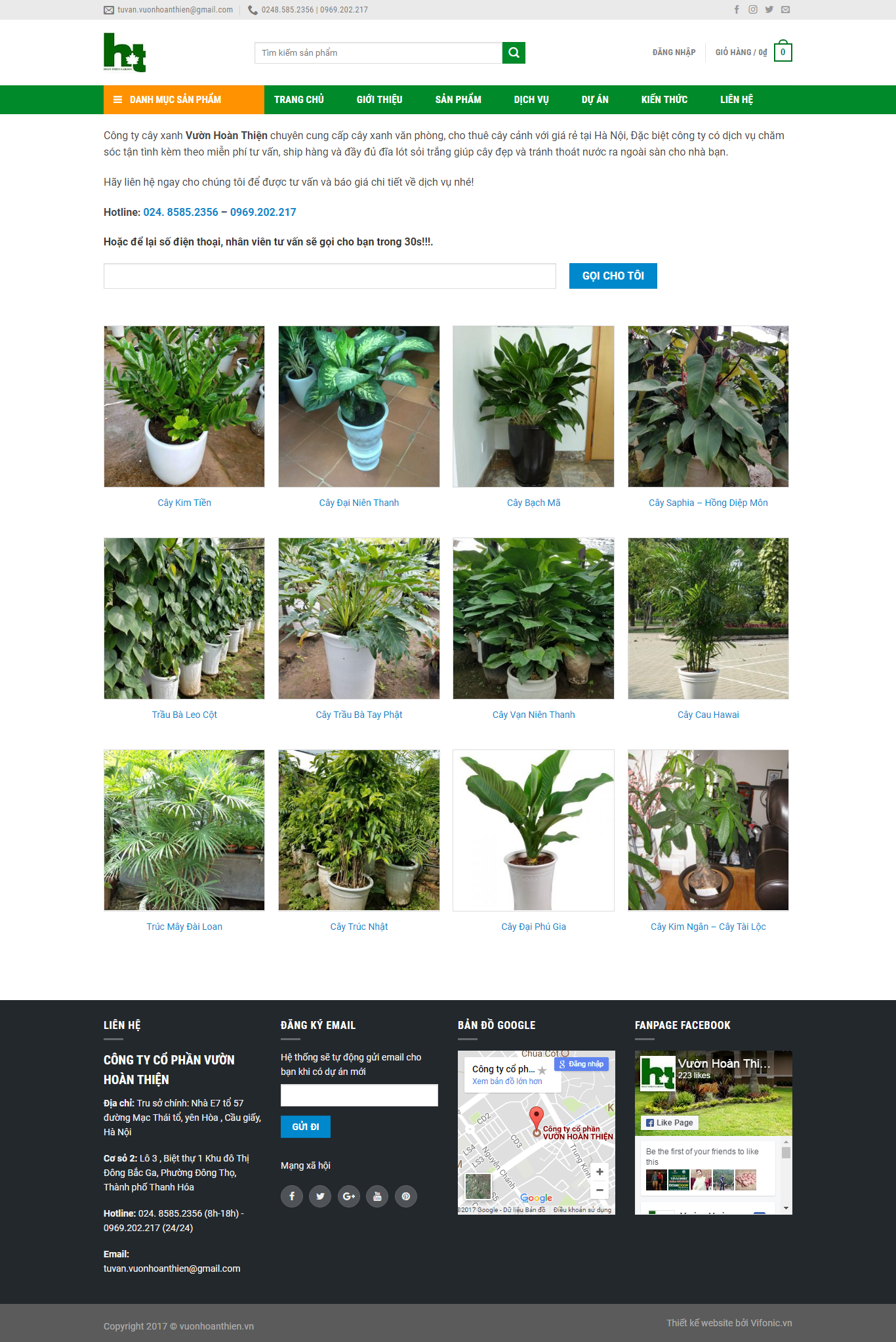 Thiết kế website cây cảnh, chậu cây trang trí nội thất, văn phòng