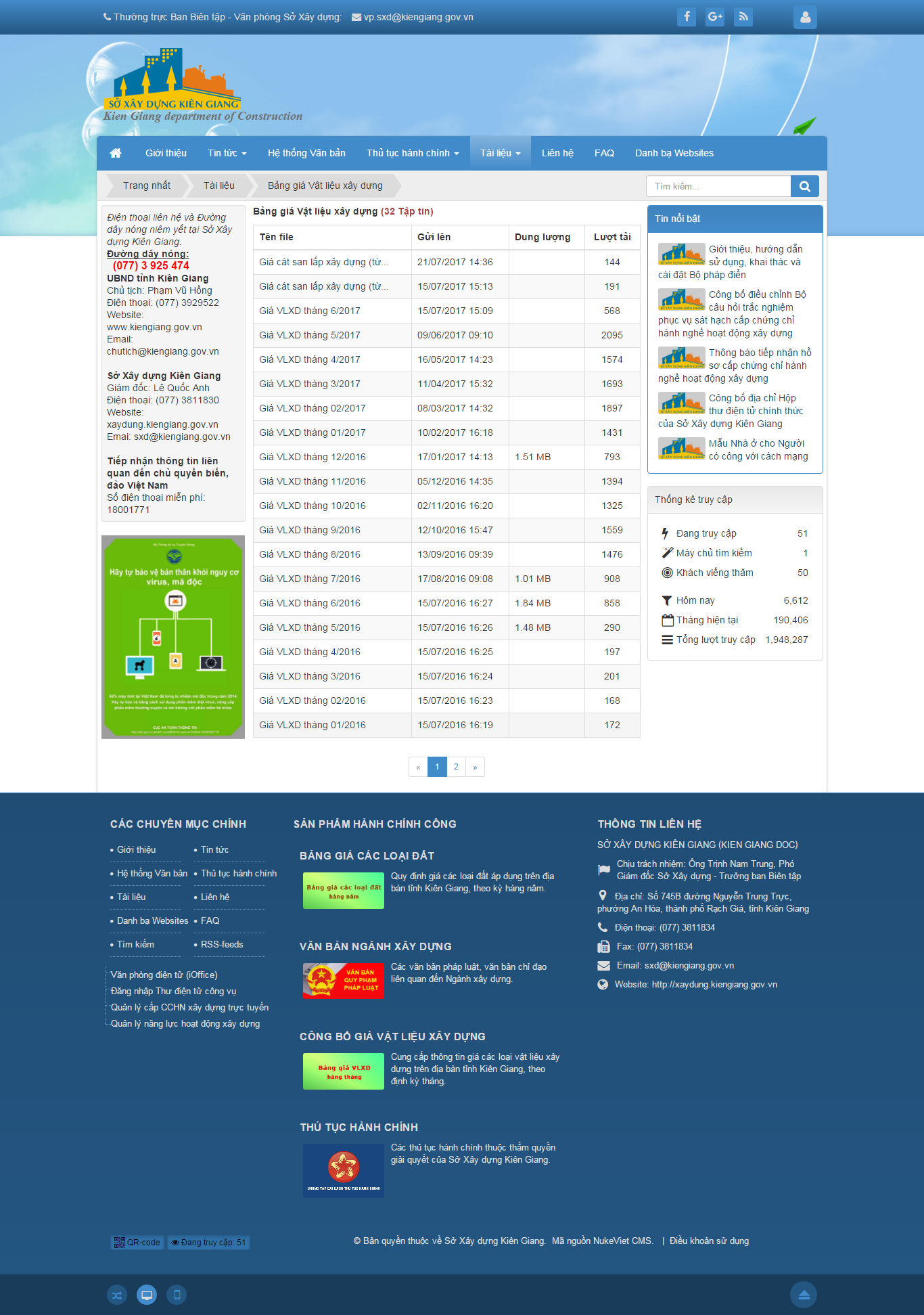 Thiết kế website vật liệu xây dựng, bảng giá vật liệu xây dựng