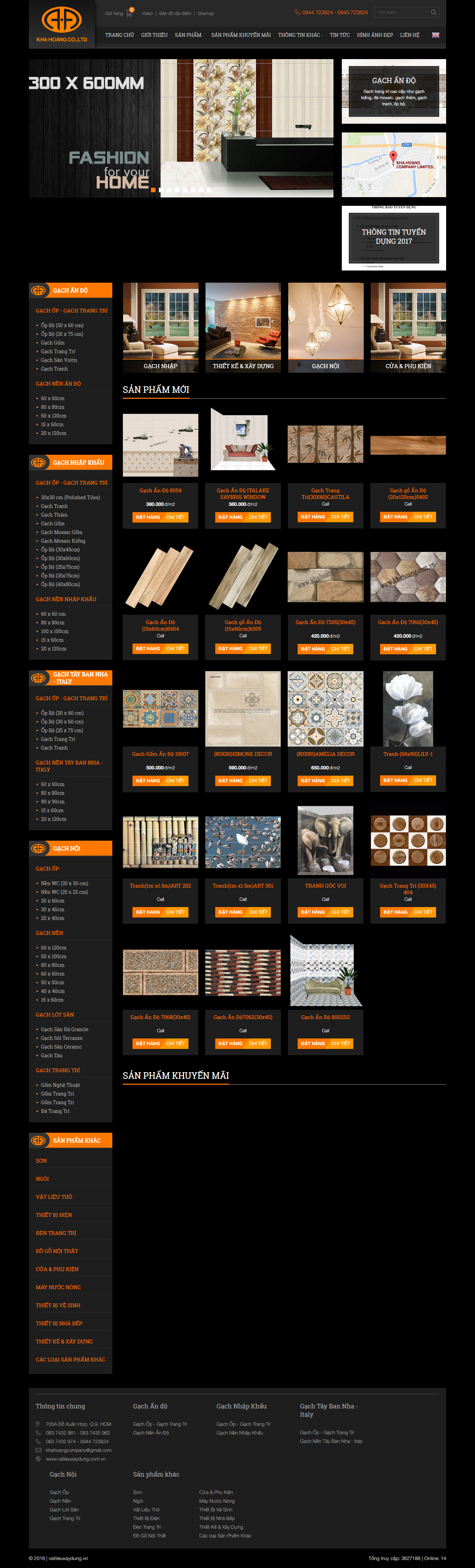 Thiết kế website vật liệu xây dựng, gạch men cao cấp