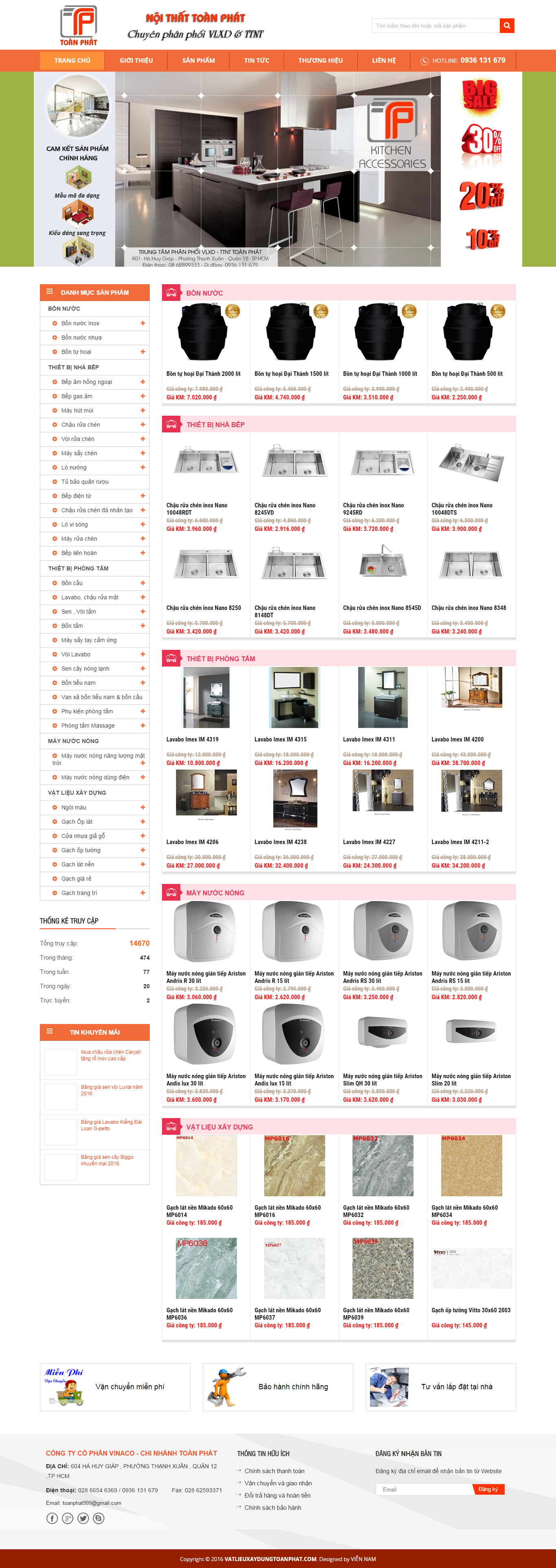 Thiết kế website thiết bị, vật liệu xây dựng đẹp SEO tốt