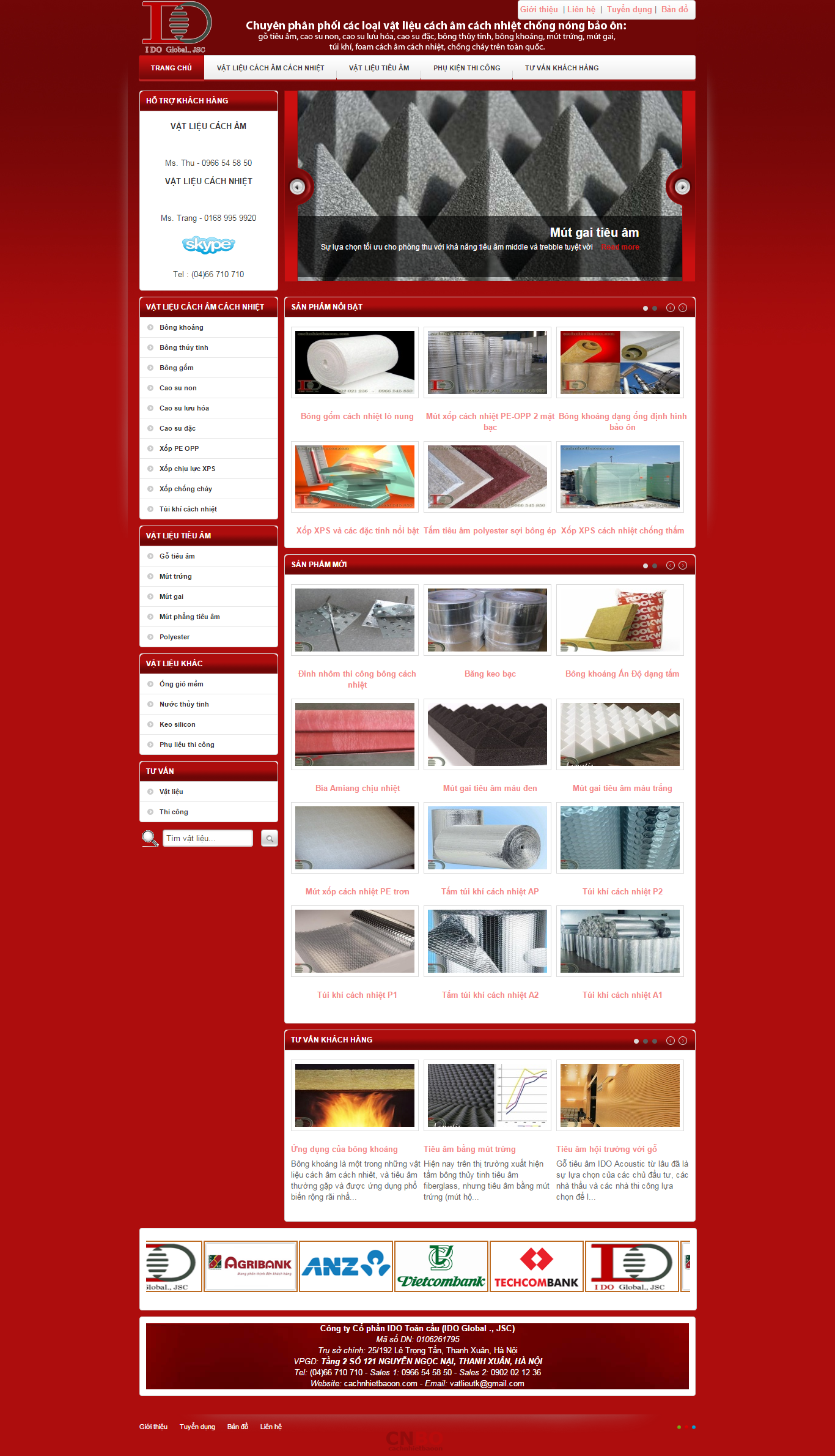 Thiết kế website vật liệu xây dựng, vật liệu cách âm
