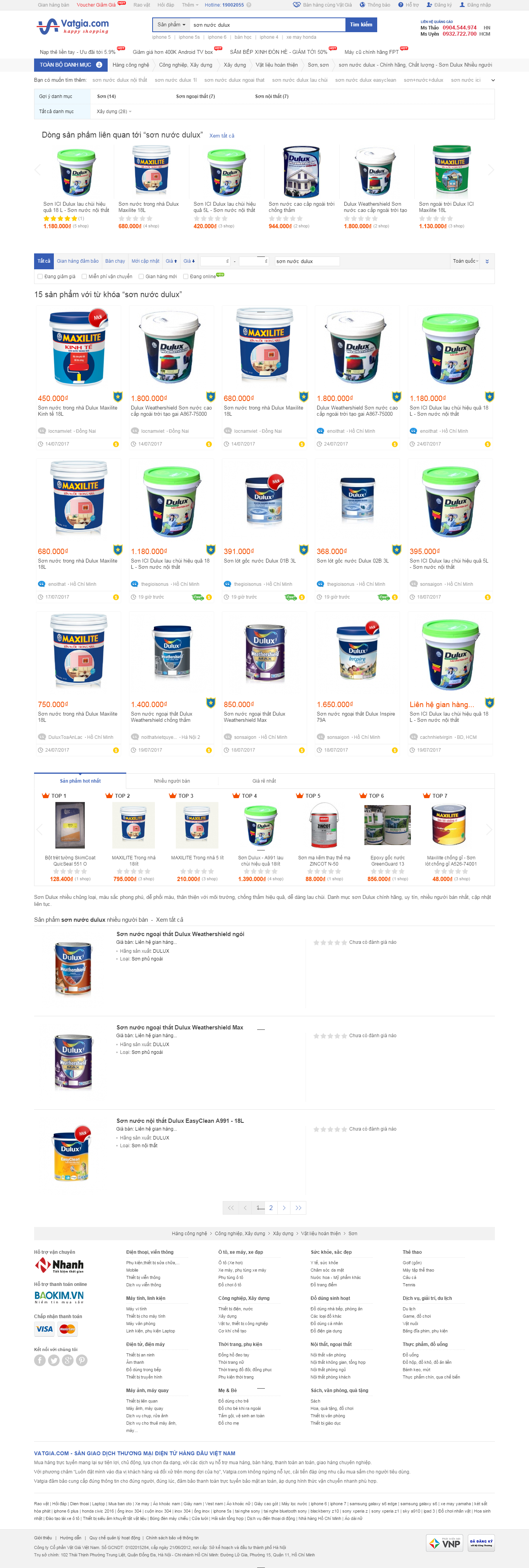 Thiết kế website các loại sơn nội thất, sơn chống thấm của nhiều hãng sơn nổi tiếng