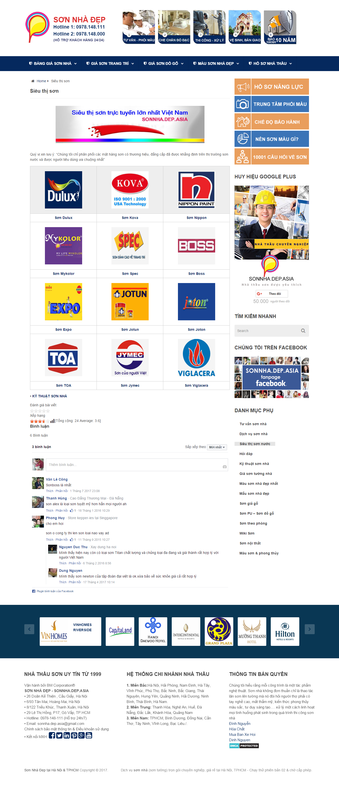 Thiết kế website các loại sơn nội thất, matit, sơn chống thấm của nhiều hãng sơn nổi tiếng